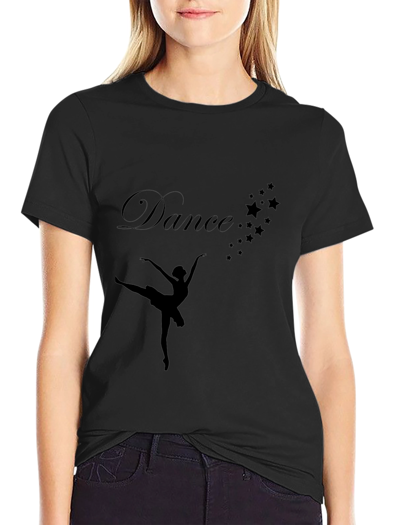 Dance Graphic Tee - Ballerina & Stars Black Shirt