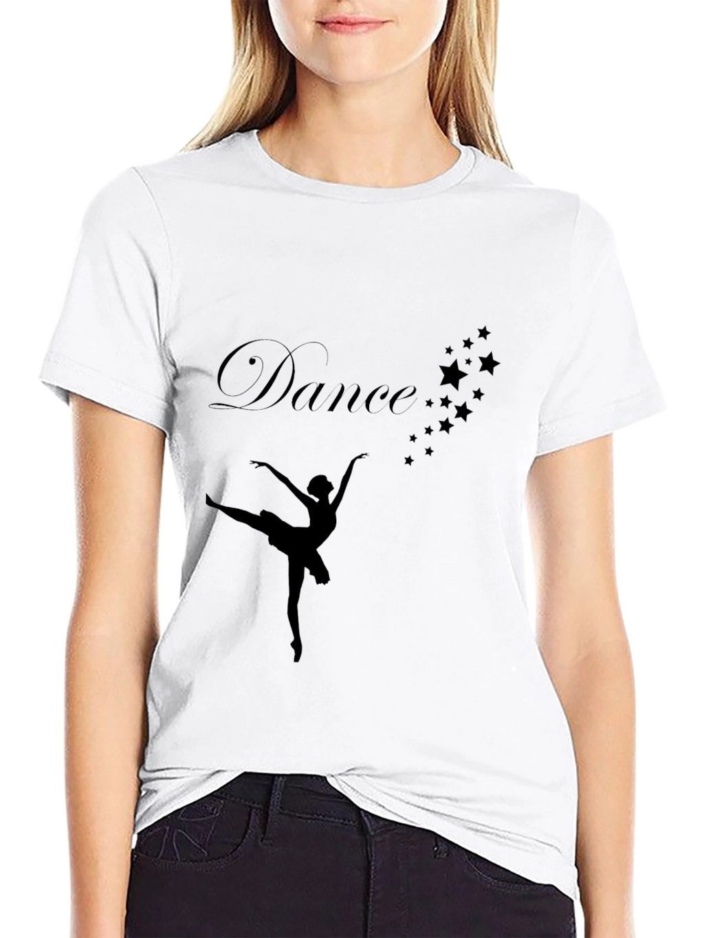Dance Graphic Tee - Ballerina & Stars Black Shirt