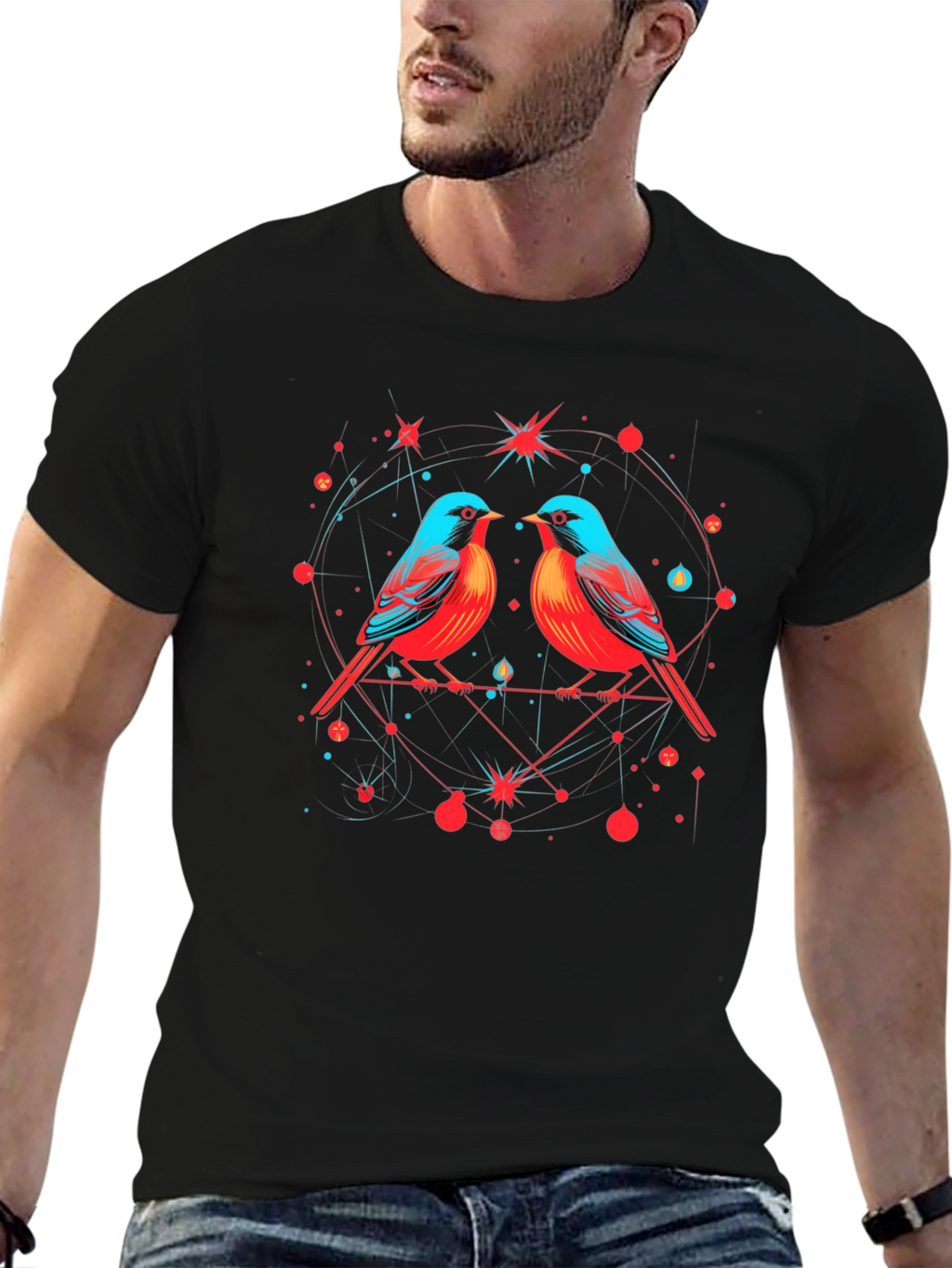 Birds in Love Graphic Tee - Black