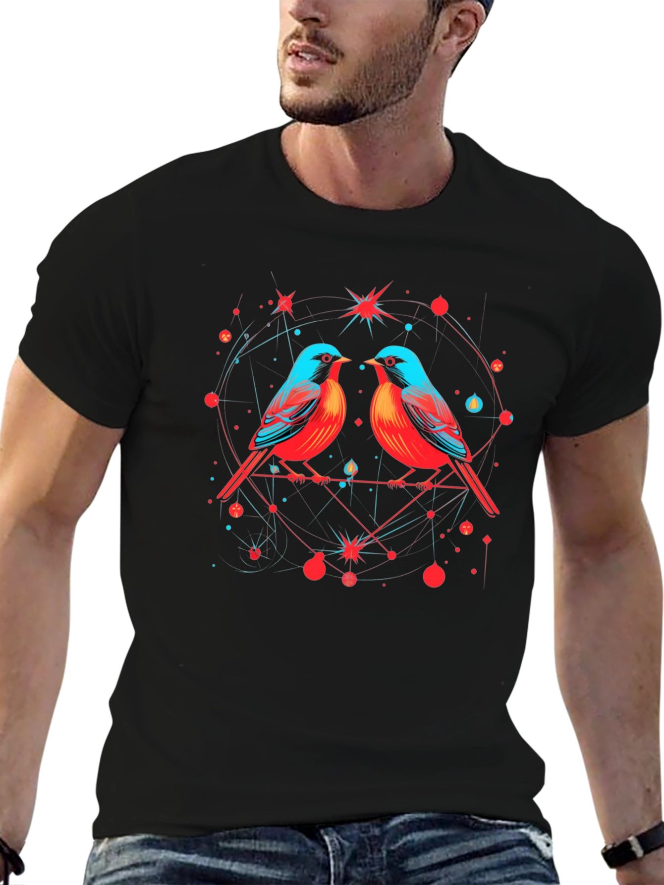 Birds in Love Graphic Tee - Black