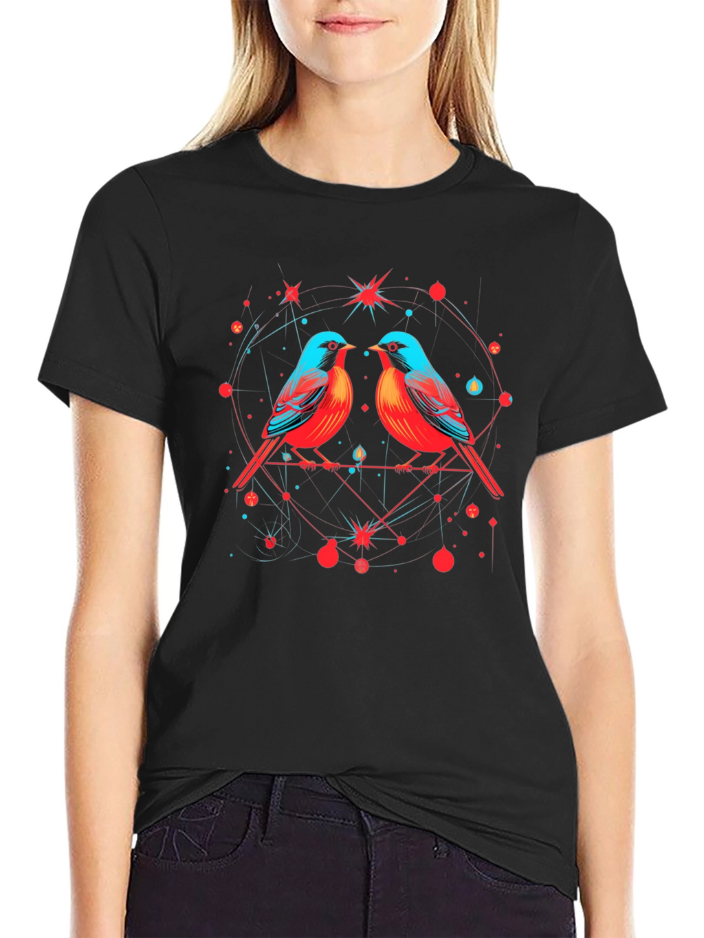 Birds in Love Graphic Tee - Black