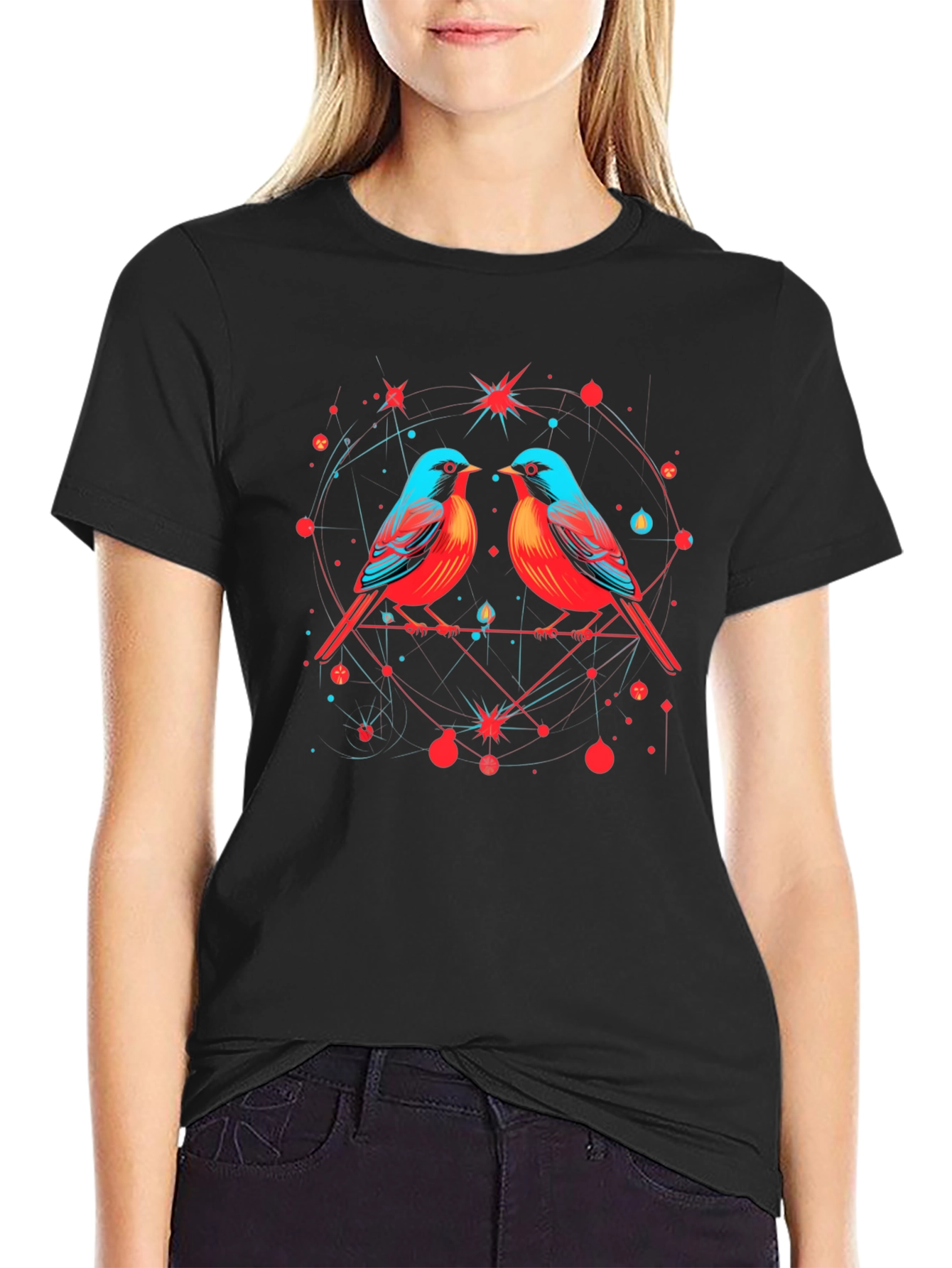 Birds in Love Graphic Tee - Black