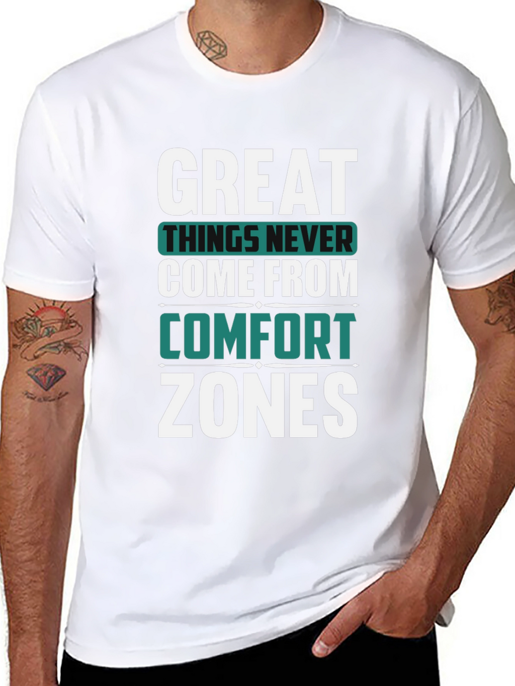 Great Things Never Come Comfort Zones Black T-Shirt