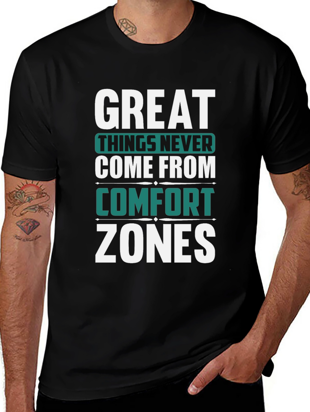 Great Things Never Come Comfort Zones Black T-Shirt