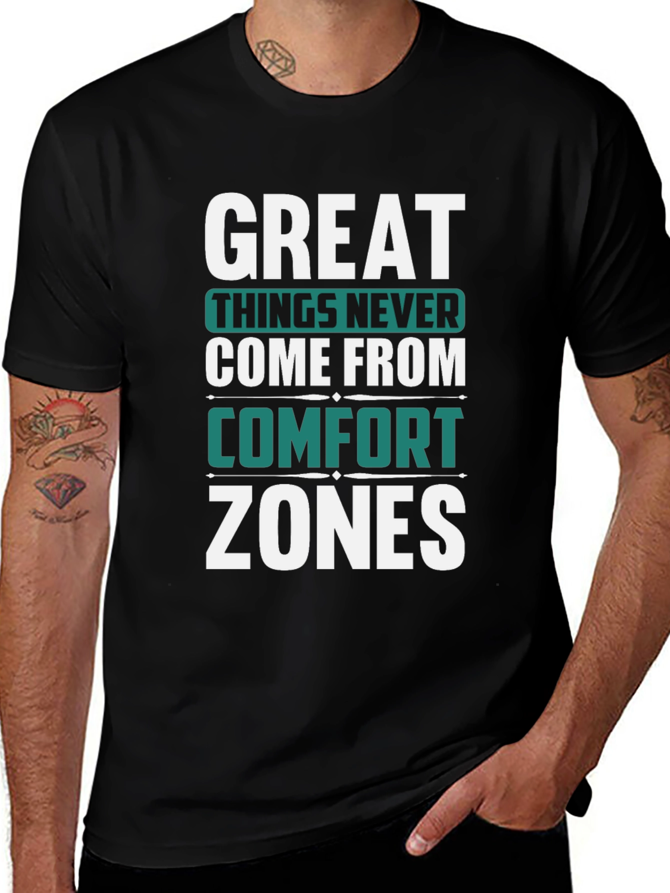 Great Things Never Come Comfort Zones Black T-Shirt