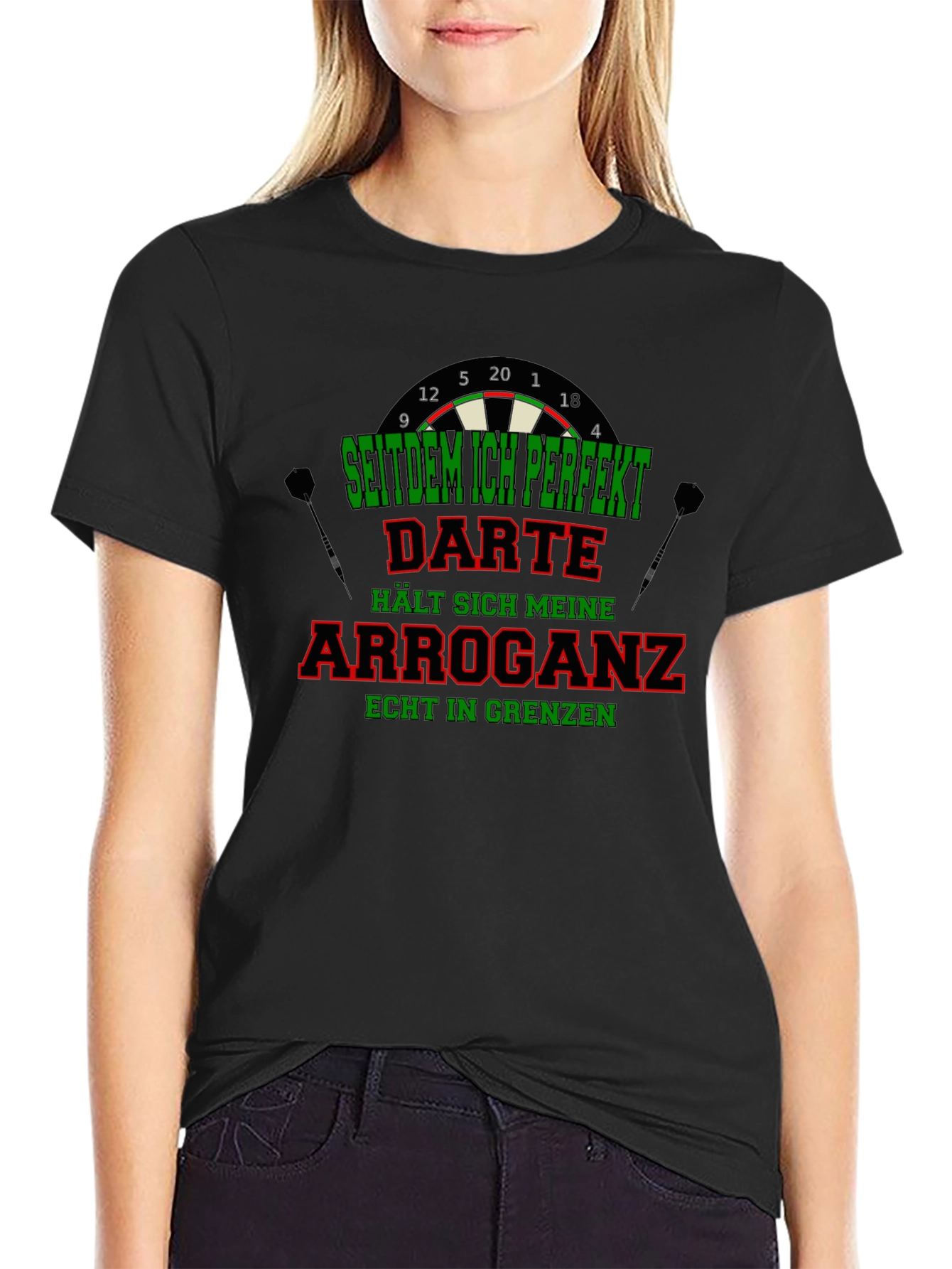 Funny Darts T-Shirt - Arrogance in Check