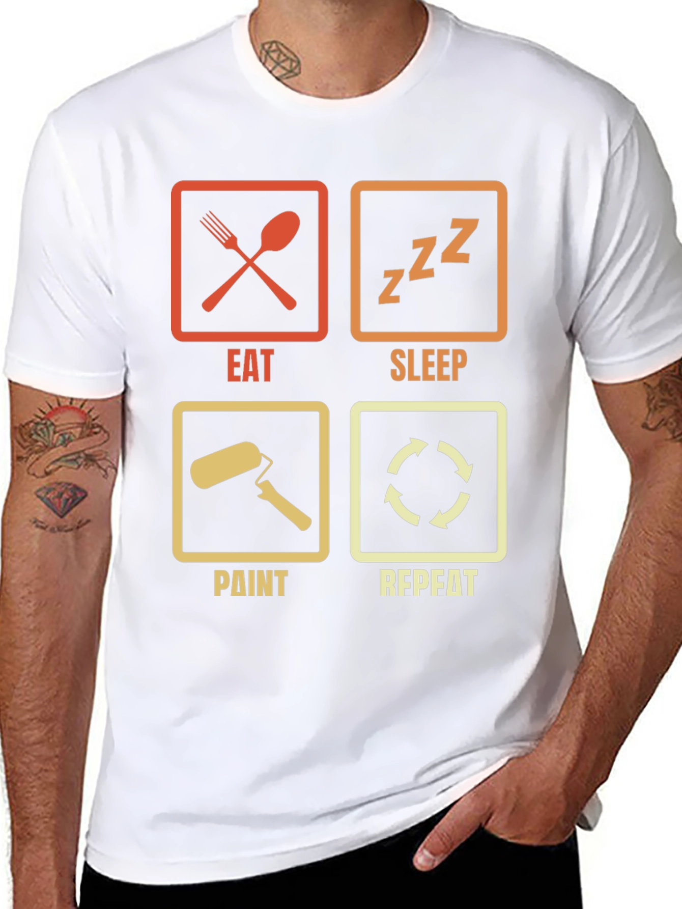 Eat Sleep Paint Repeat Black Graphic Tee