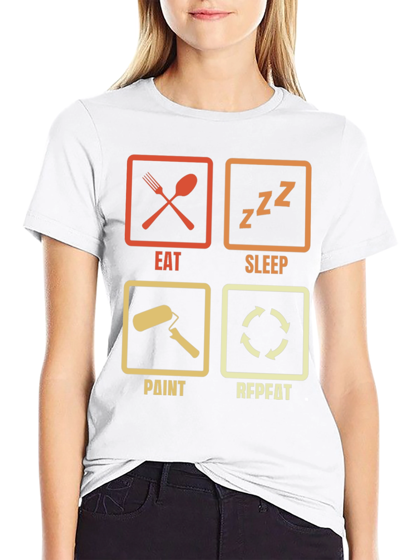 Eat Sleep Paint Repeat Black Graphic Tee