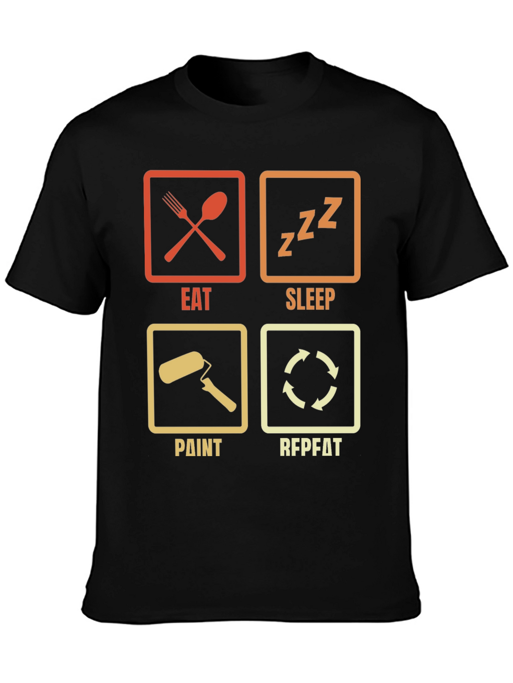 Eat Sleep Paint Repeat Black Graphic Tee