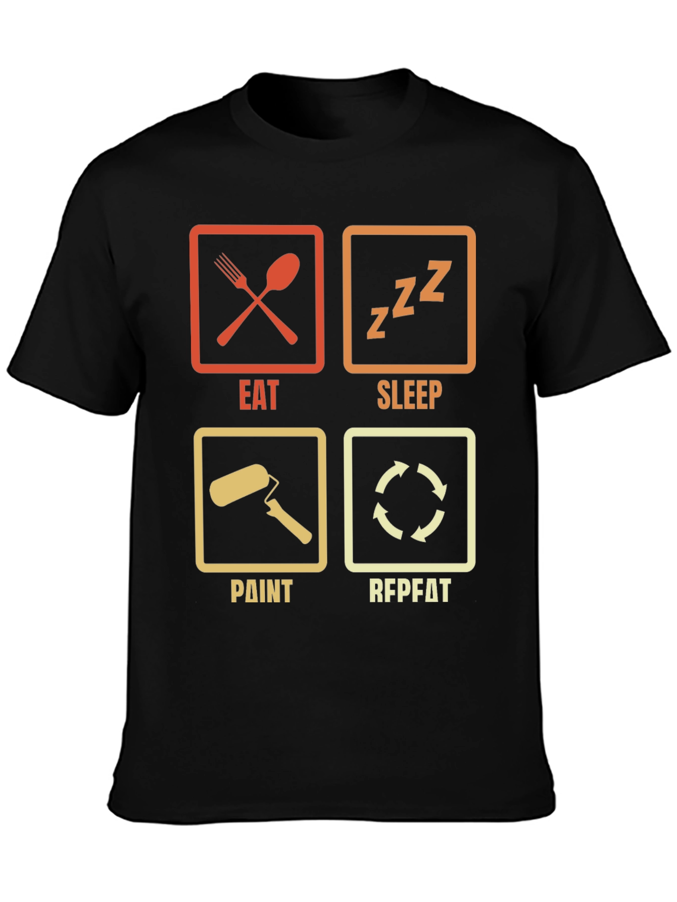Eat Sleep Paint Repeat Black Graphic Tee