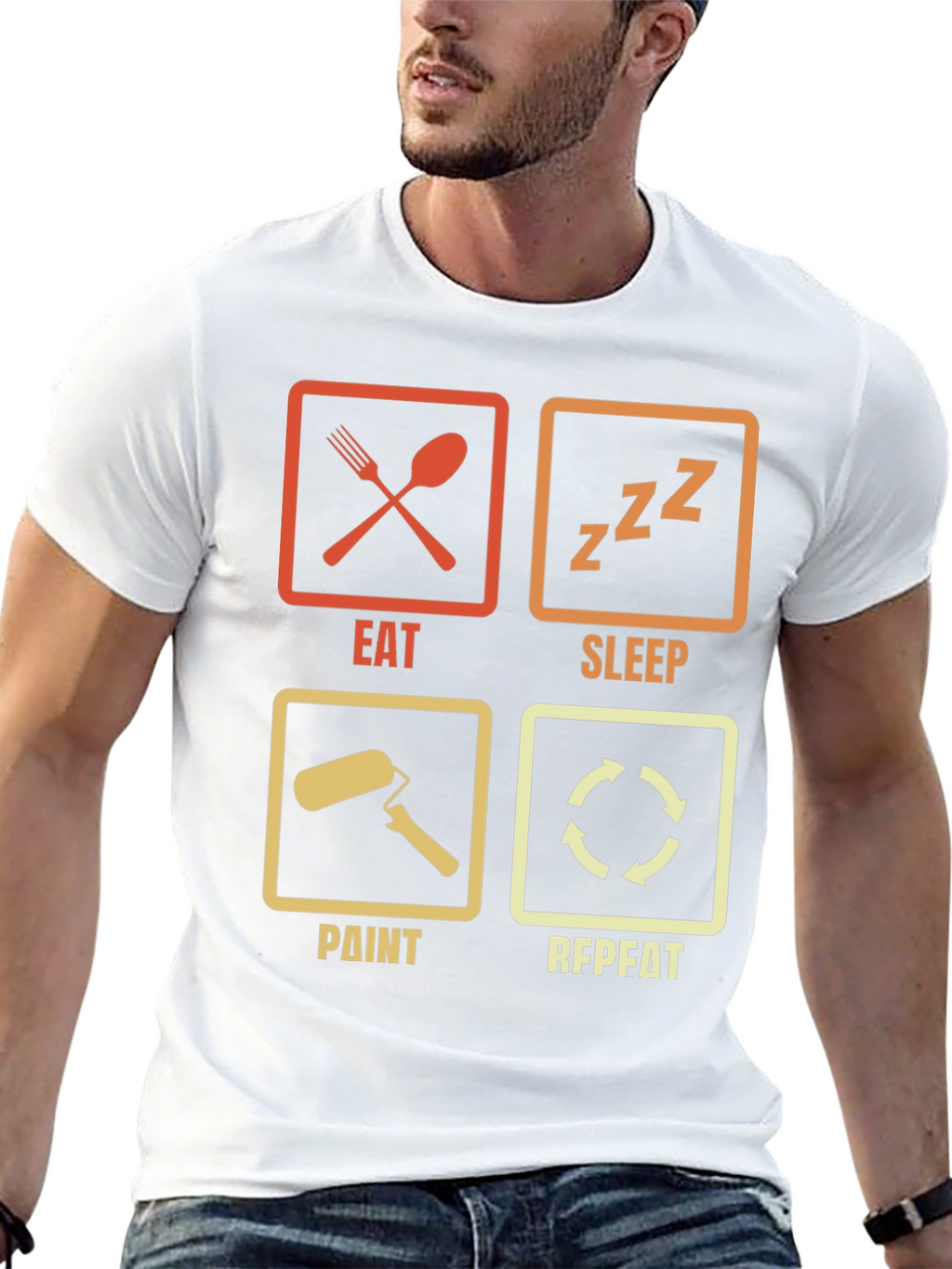 Eat Sleep Paint Repeat Black Graphic Tee