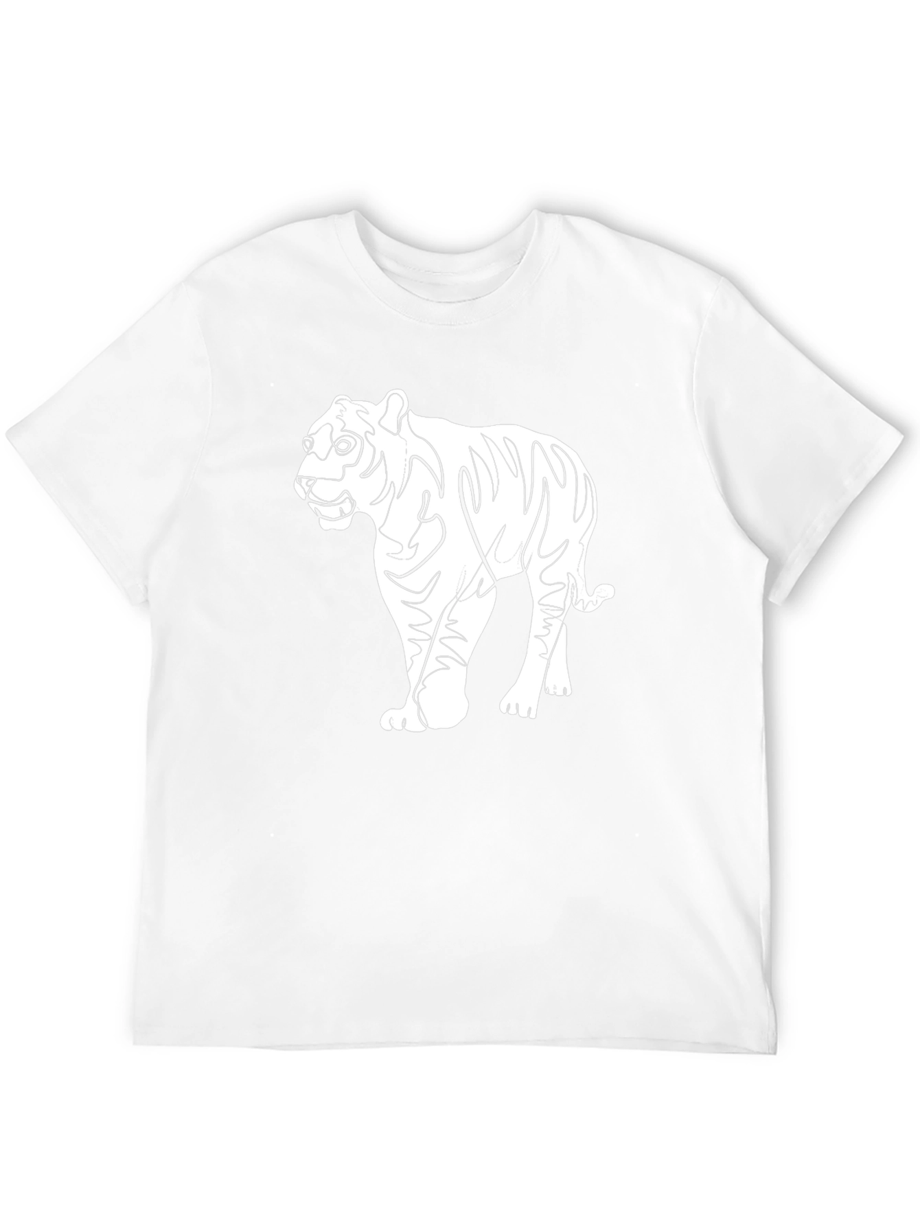 Black Tiger Graphic Tee - Unique Line Art Design