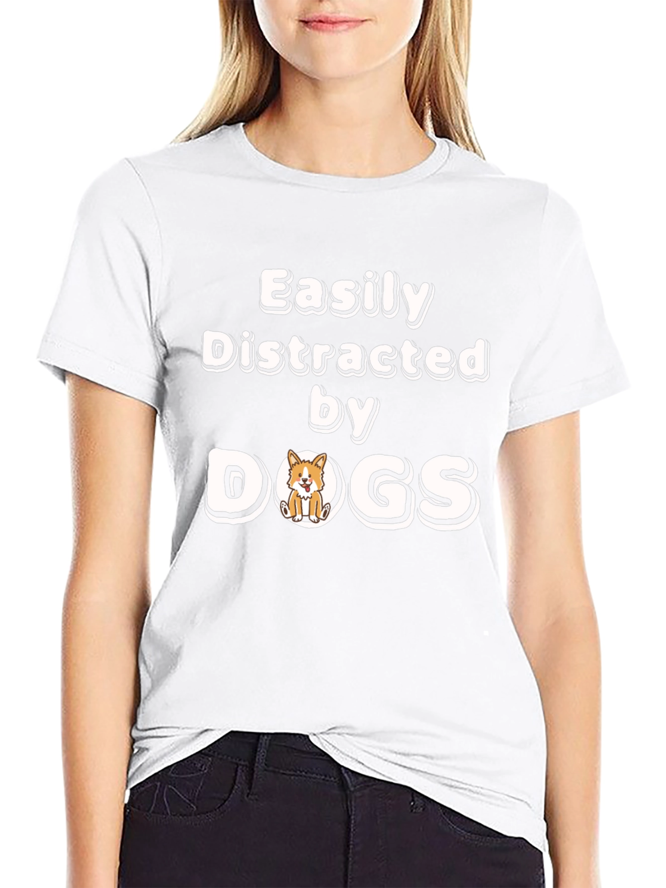 Easily Distracted By Dogs Funny Novelty T-Shirt