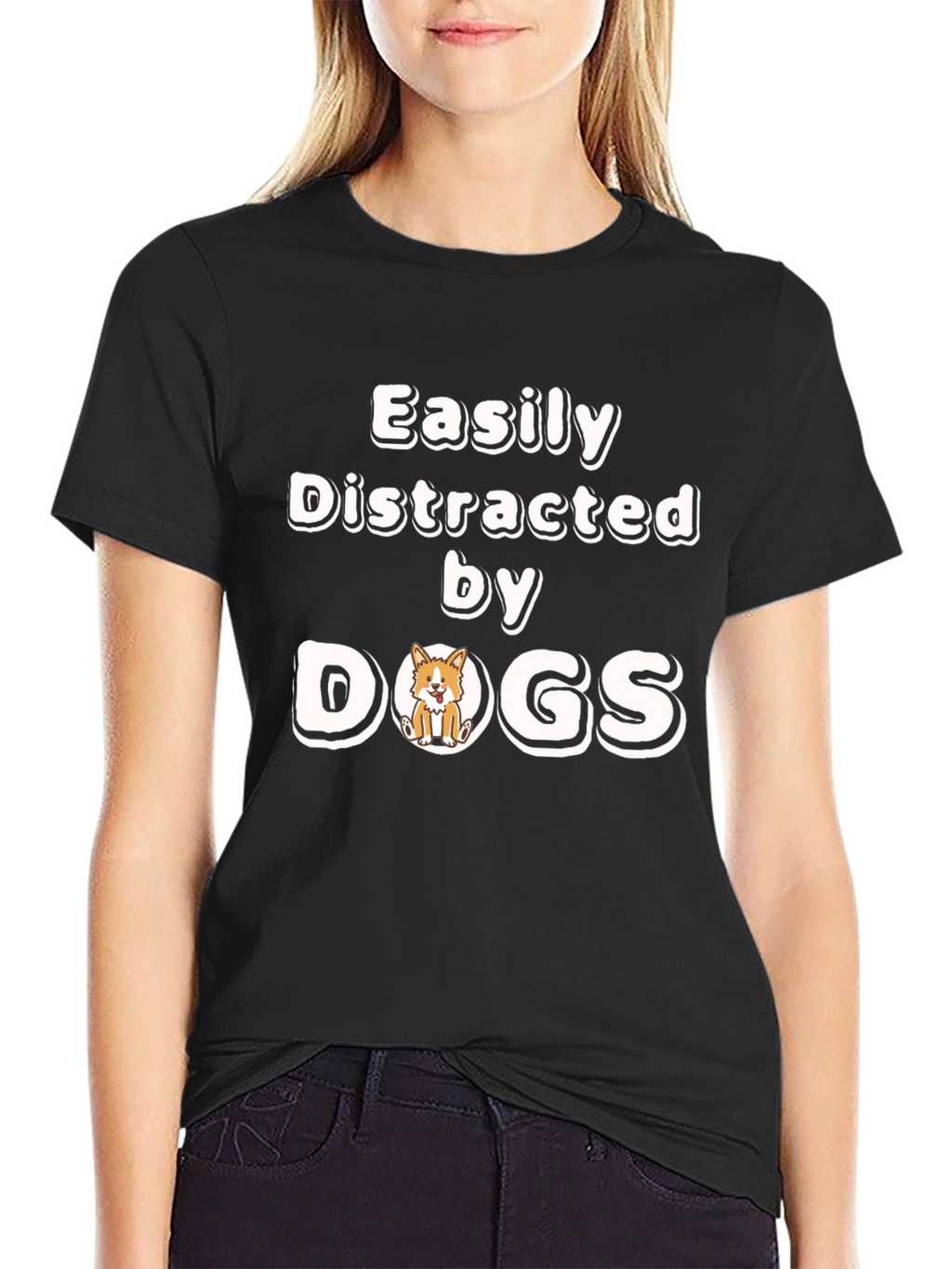 Easily Distracted By Dogs Funny Novelty T-Shirt