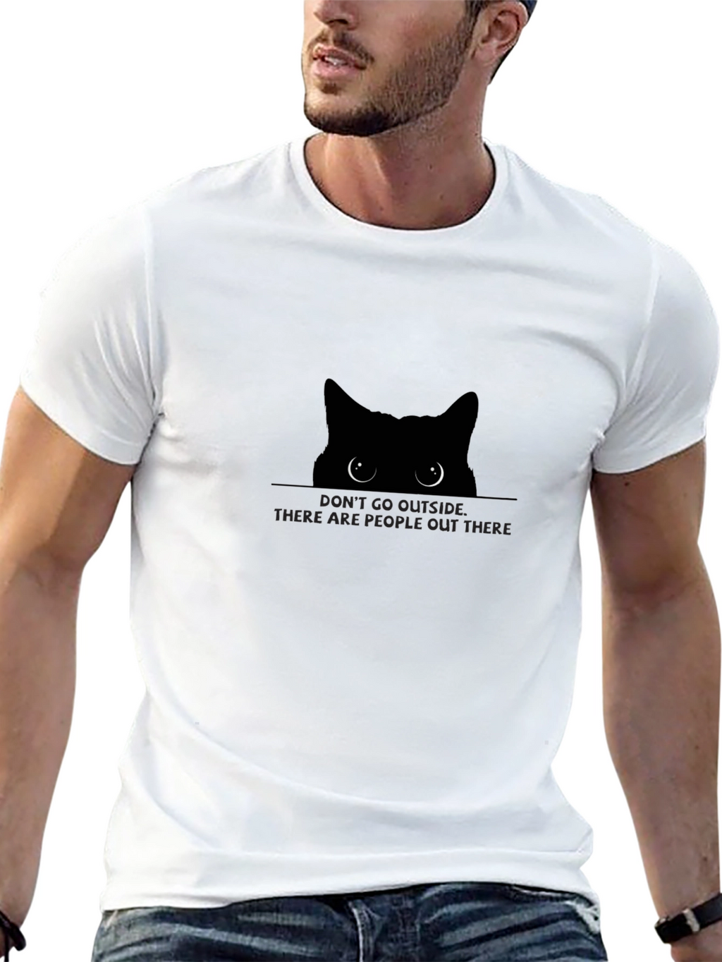 Dont Go Outside Cat Tee - Funny Sarcastic T-Shirt