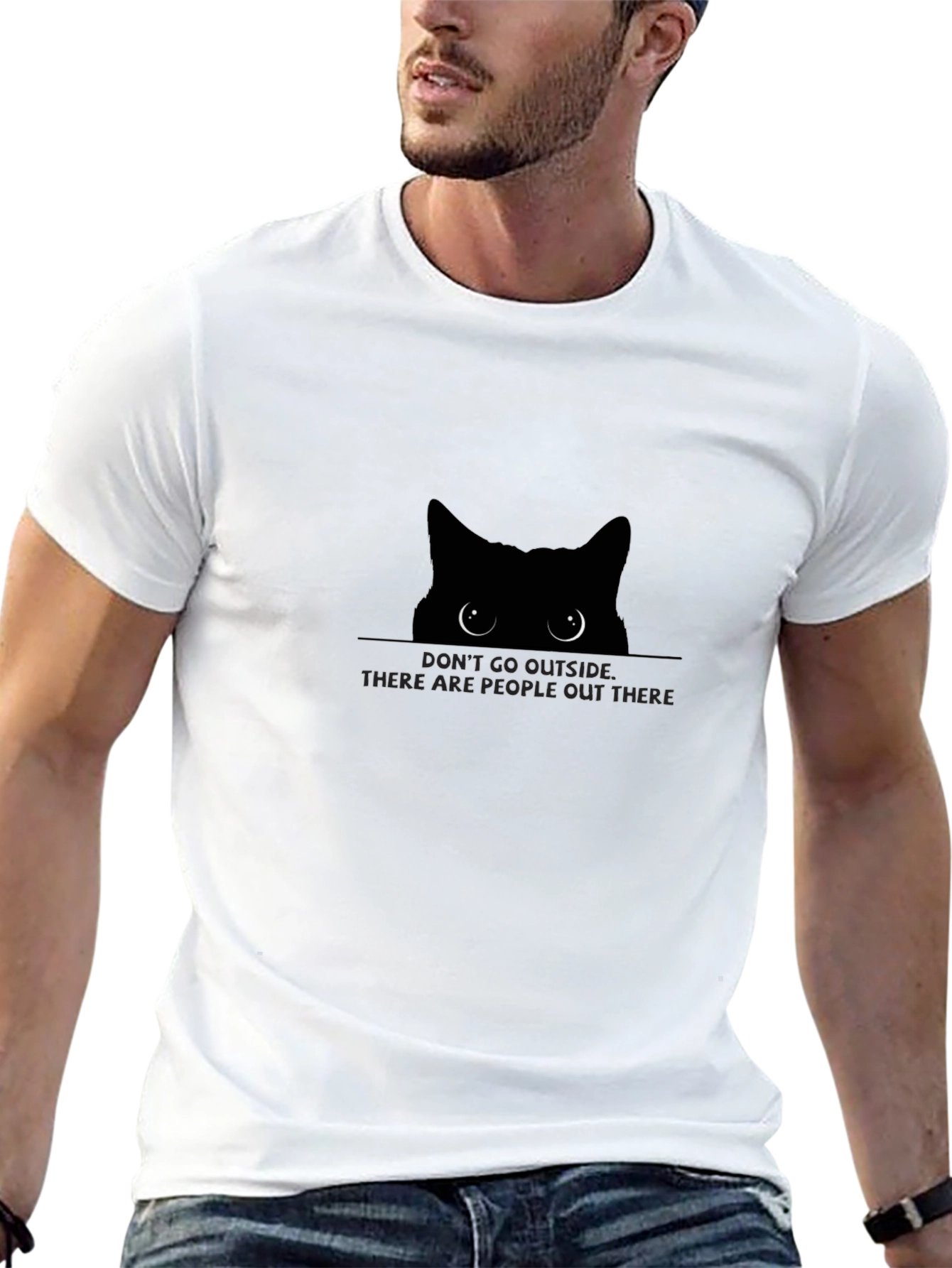 Dont Go Outside Cat Tee - Funny Sarcastic T-Shirt
