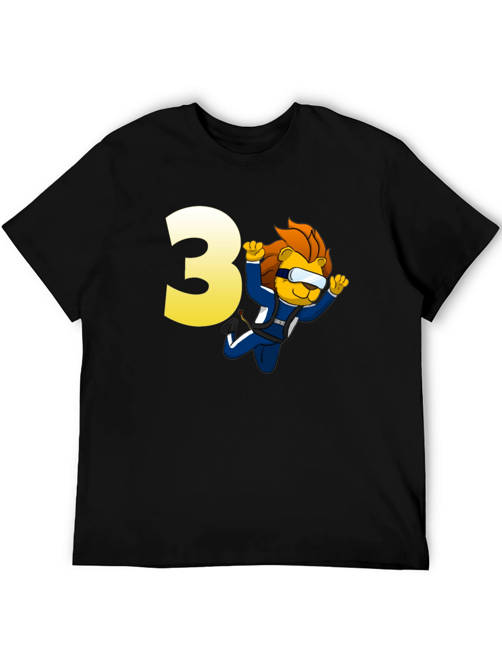 Lion Skydiver Birthday T-Shirt - Number 3