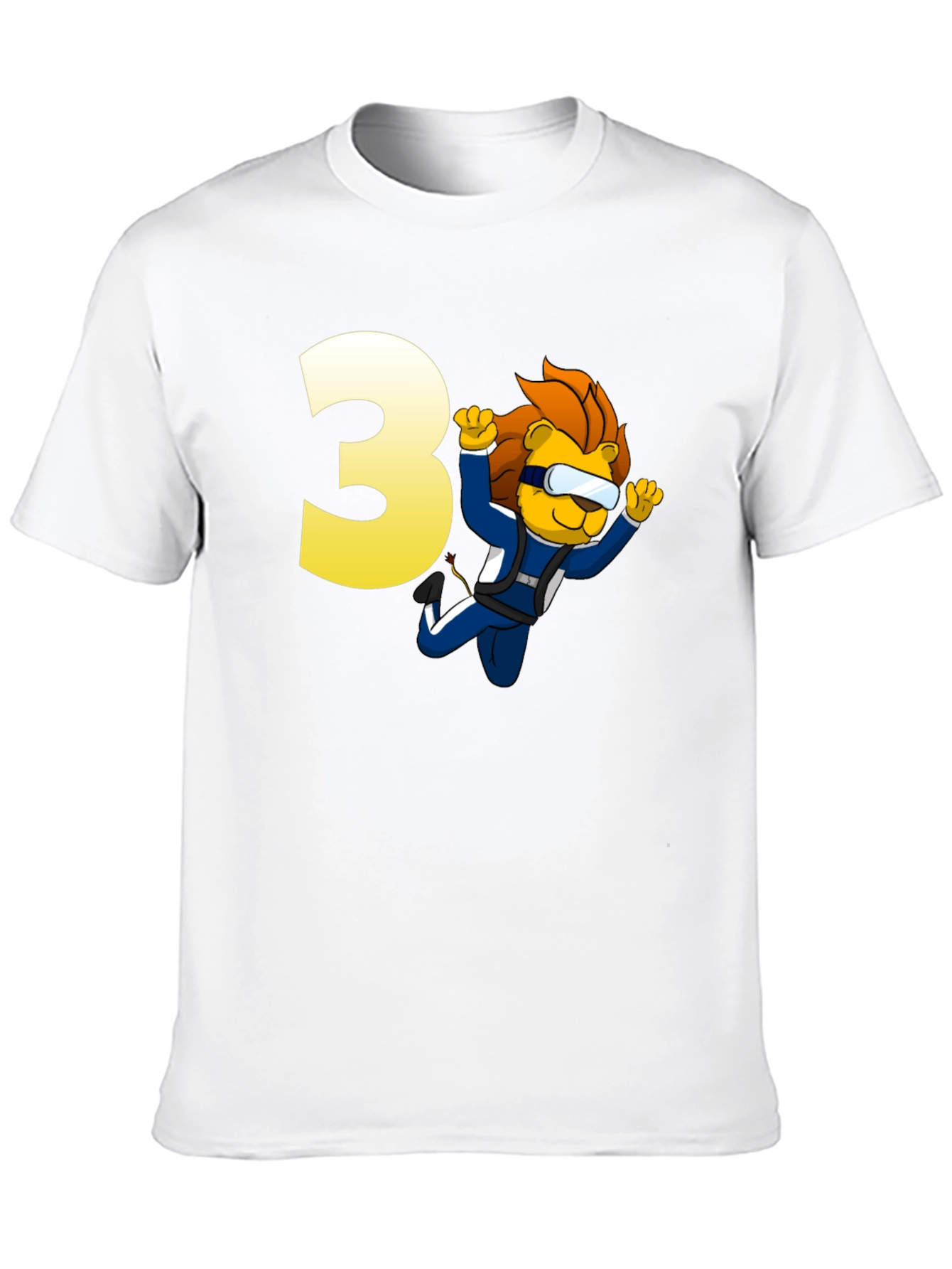 Lion Skydiver Birthday T-Shirt - Number 3