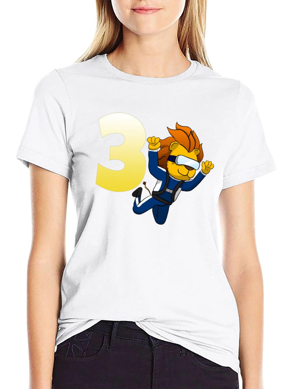 Lion Skydiver Birthday T-Shirt - Number 3