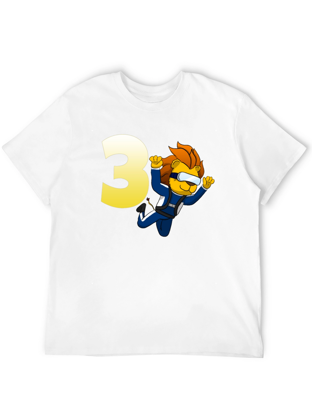 Lion Skydiver Birthday T-Shirt - Number 3