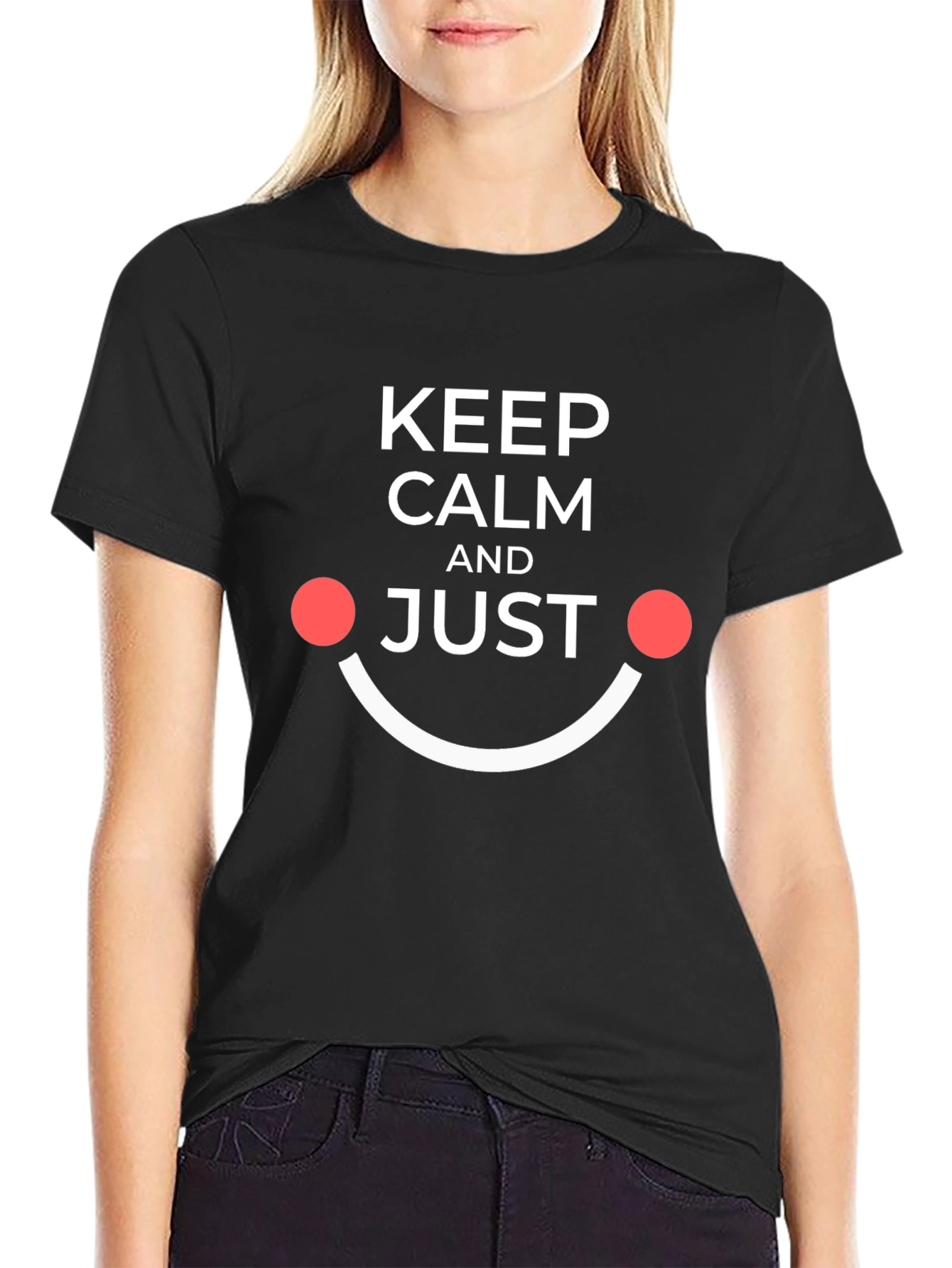 Keep Calm and Just Smile Black Tee