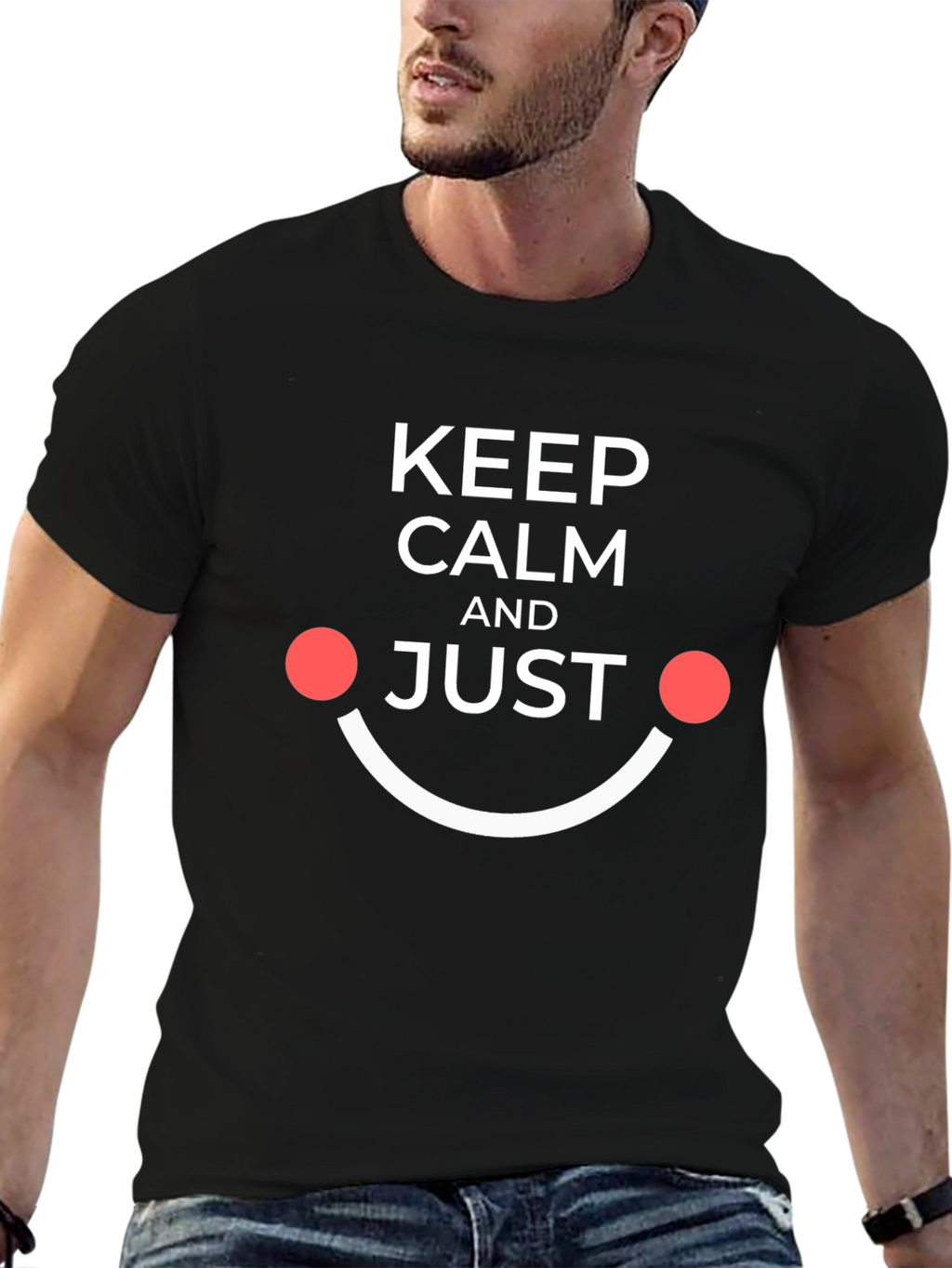 Keep Calm and Just Smile Black Tee