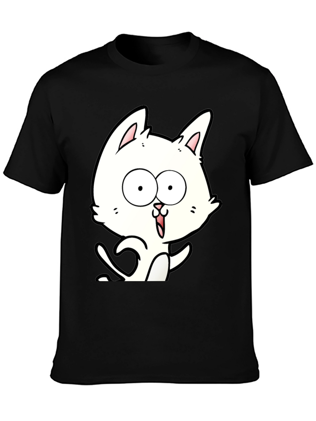 Cartoon Cat Graphic Tee - Unisex Black T-Shirt