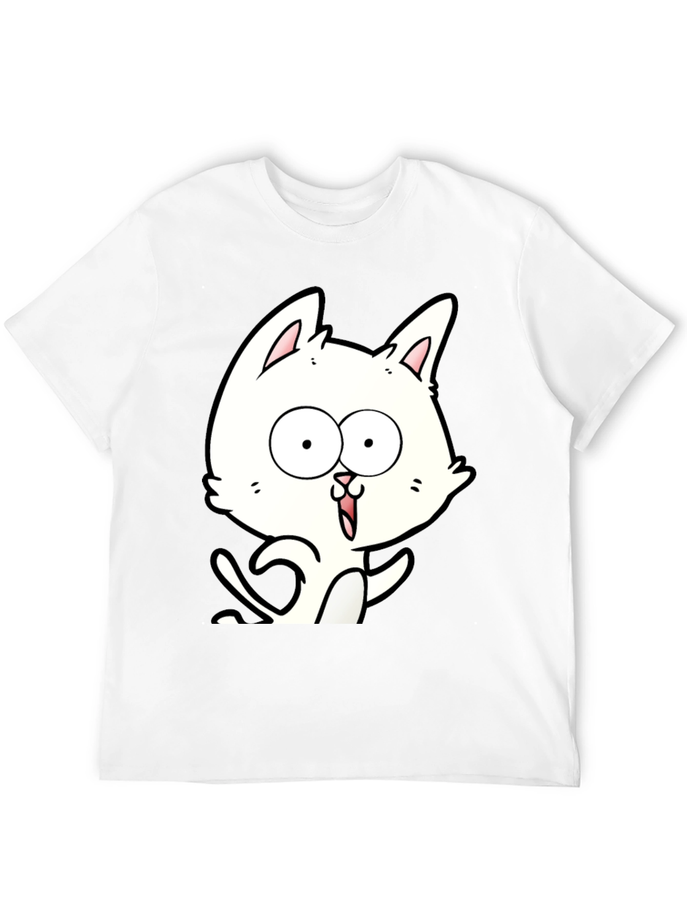 Cartoon Cat Graphic Tee - Unisex Black T-Shirt
