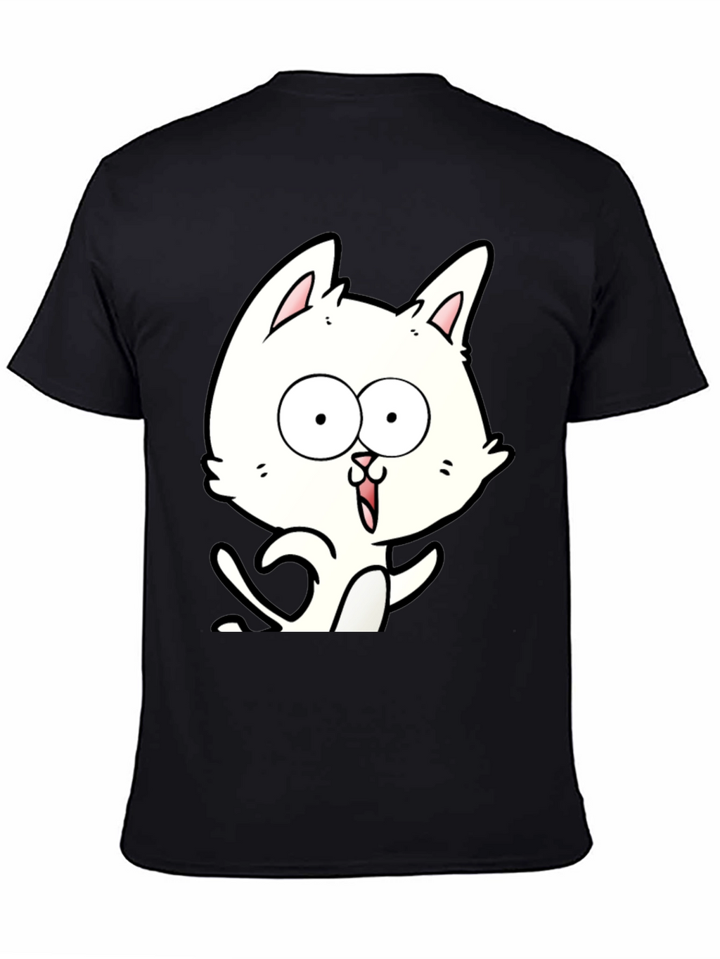 Cartoon Cat Graphic Tee - Unisex Black T-Shirt