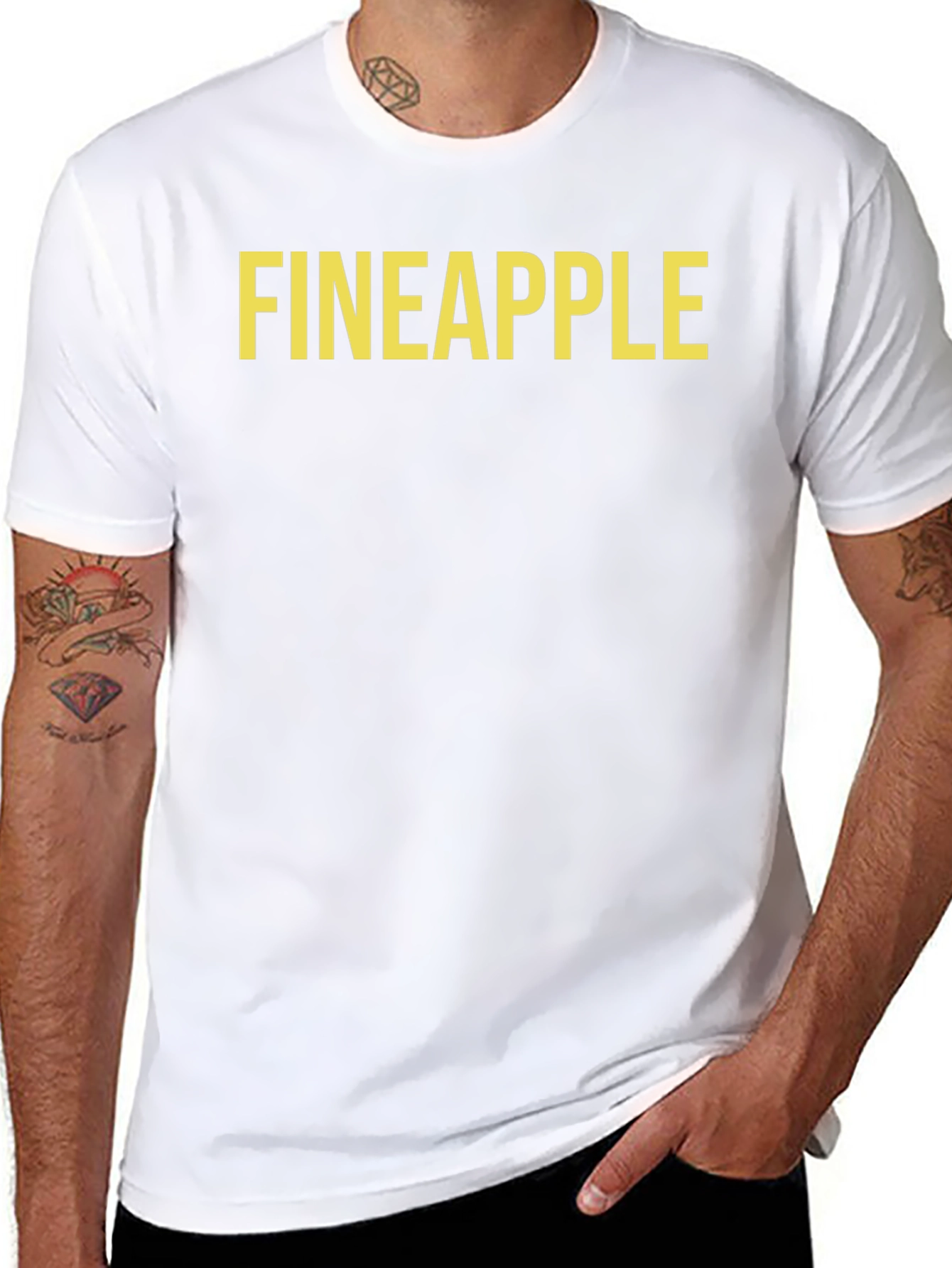 Fineapple Graphic Tee - Black Cotton Blend T-Shirt