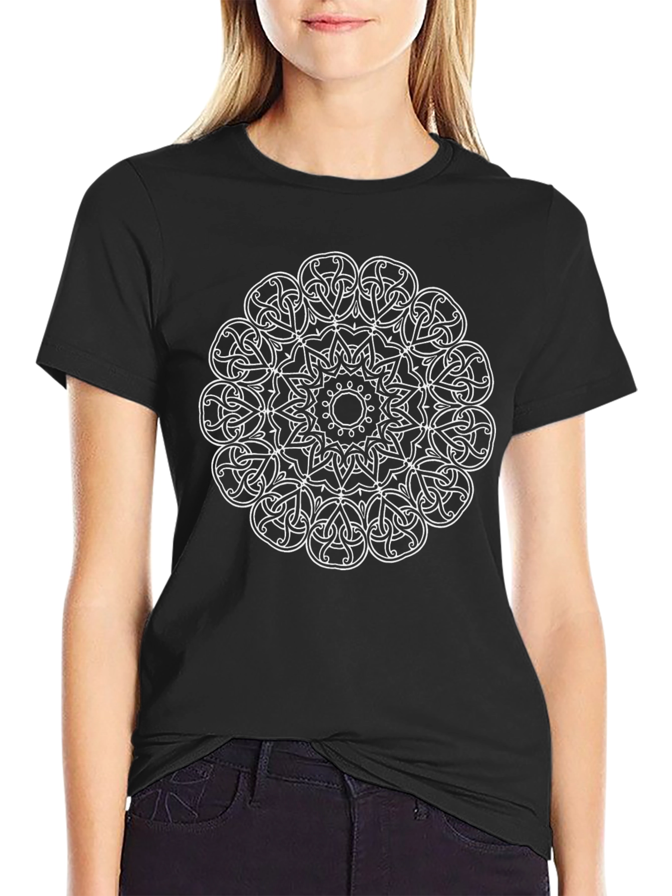 Mandala Graphic Print Black T-Shirt