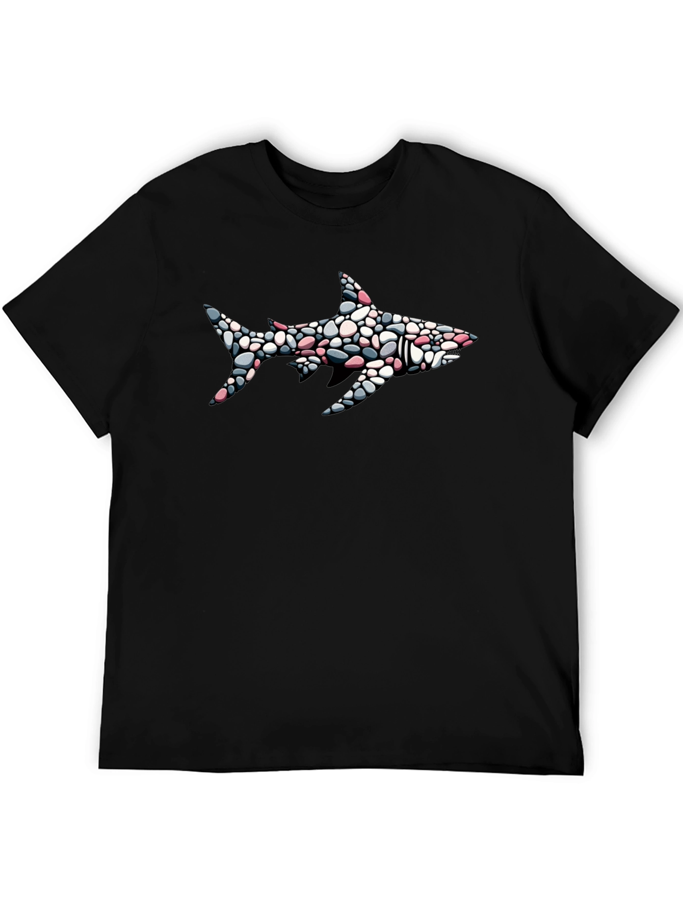 Shark Pebble Art Graphic Tee - Mens Black T-Shirt