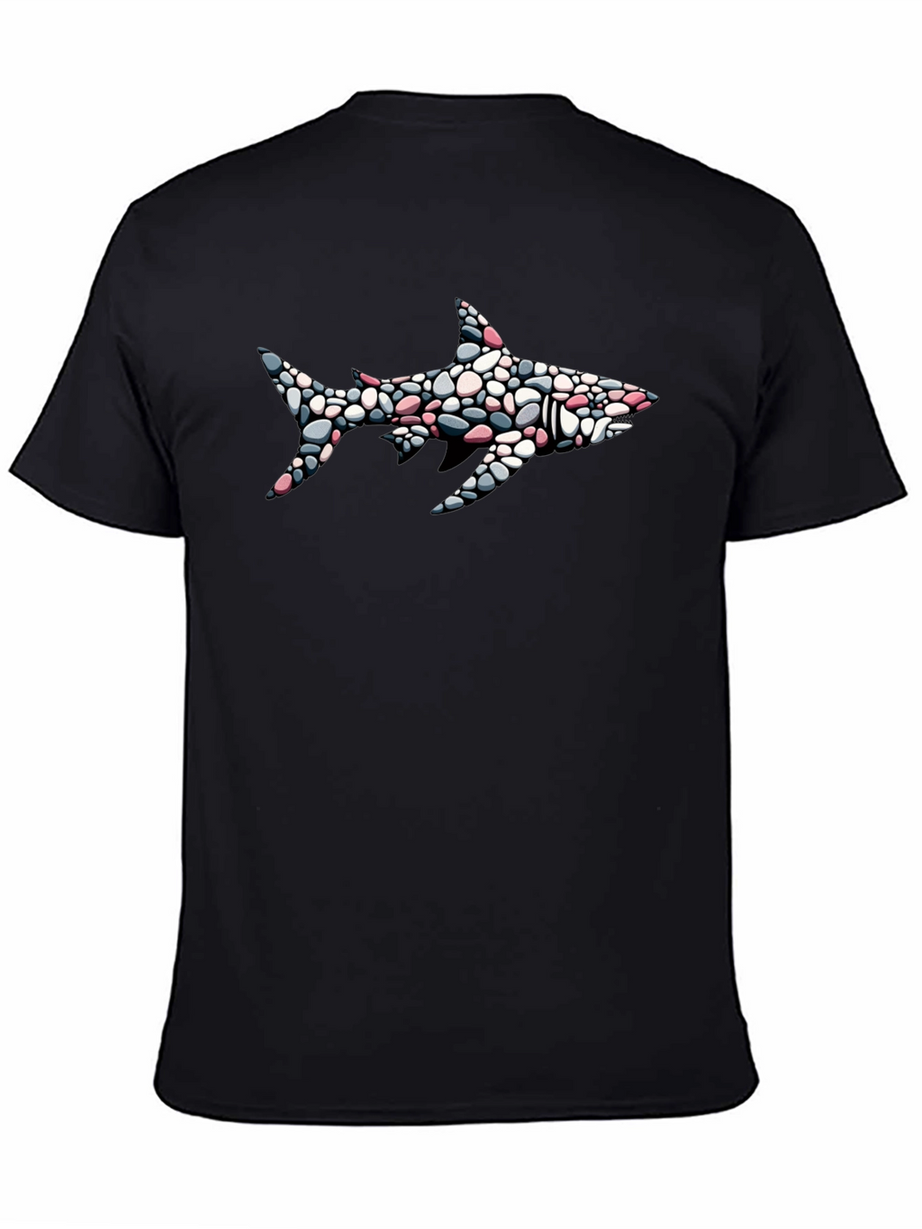 Shark Pebble Art Graphic Tee - Mens Black T-Shirt
