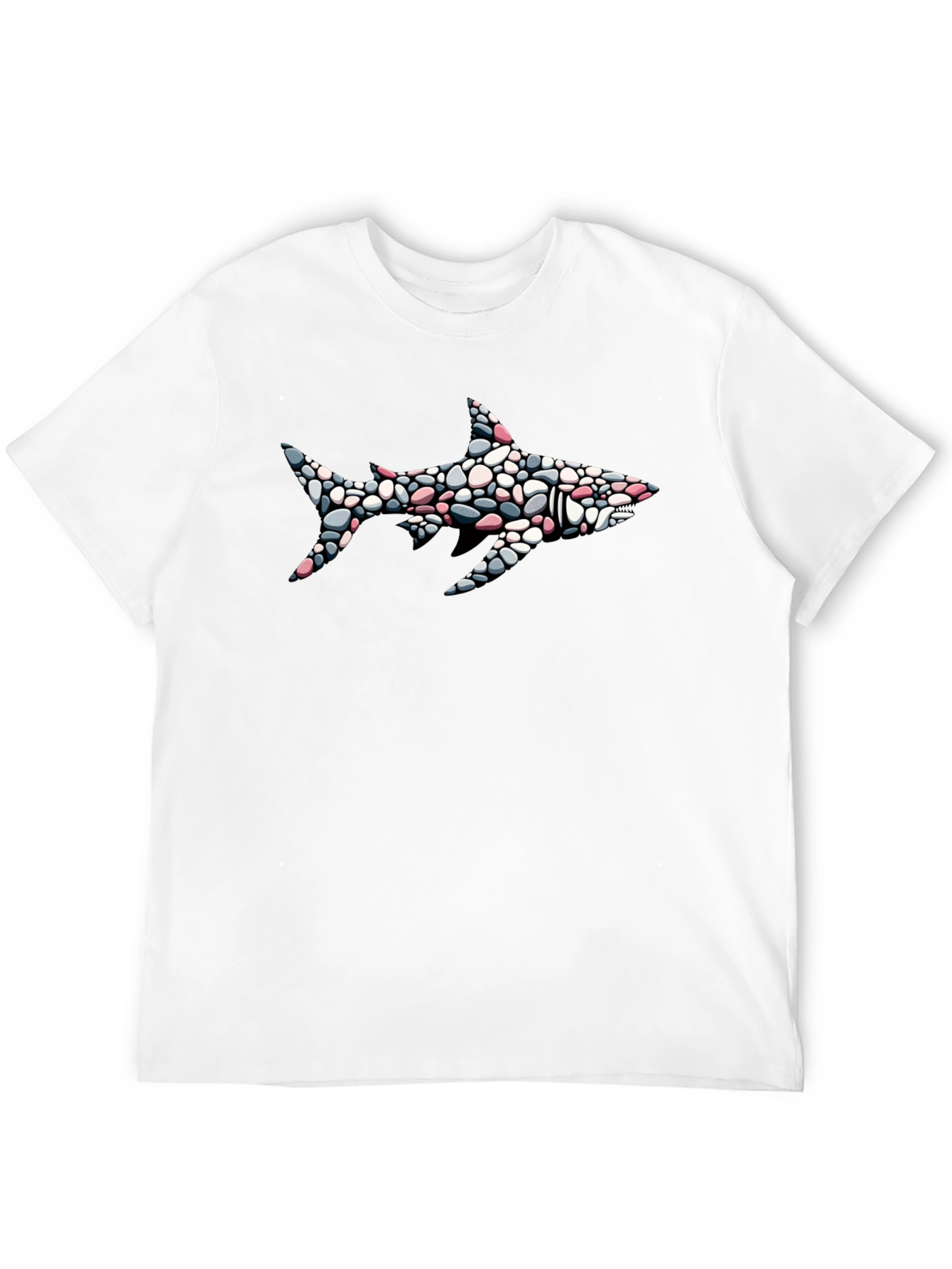 Shark Pebble Art Graphic Tee - Mens Black T-Shirt
