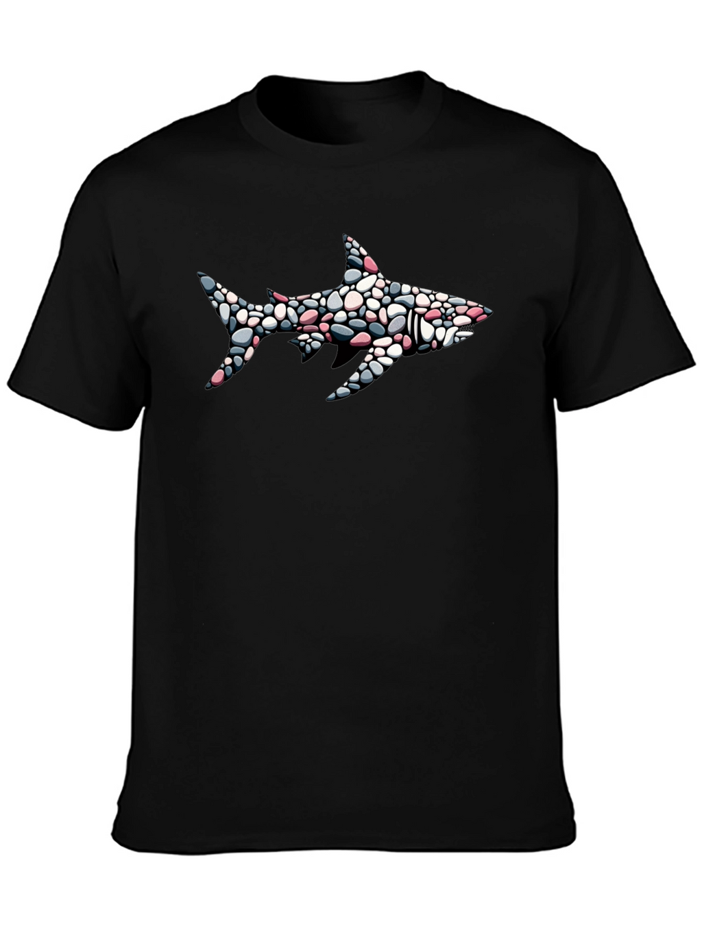 Shark Pebble Art Graphic Tee - Mens Black T-Shirt