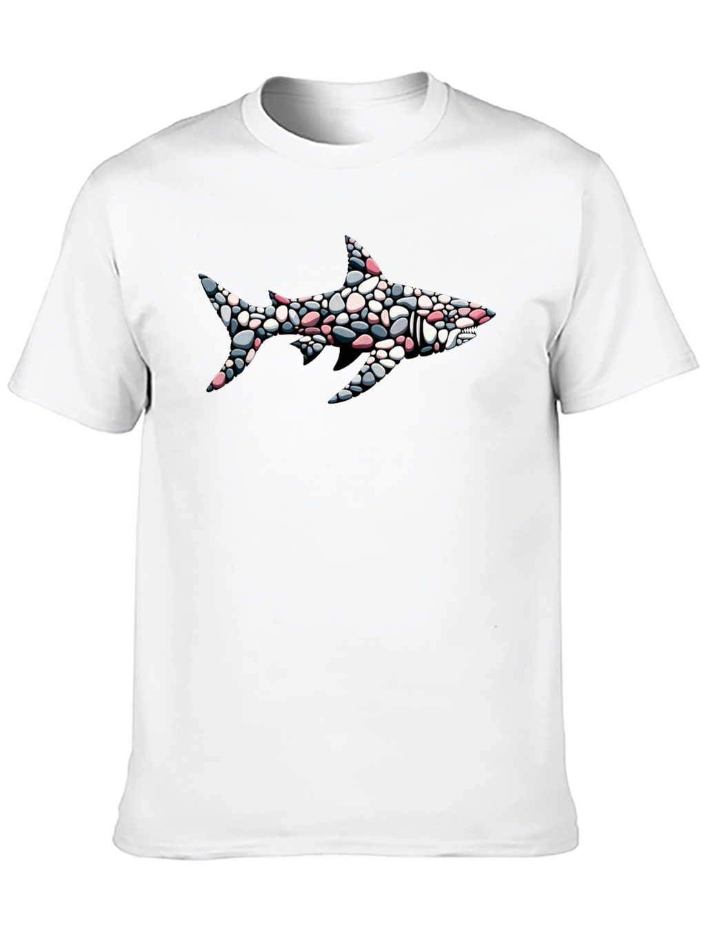 Shark Pebble Art Graphic Tee - Mens Black T-Shirt