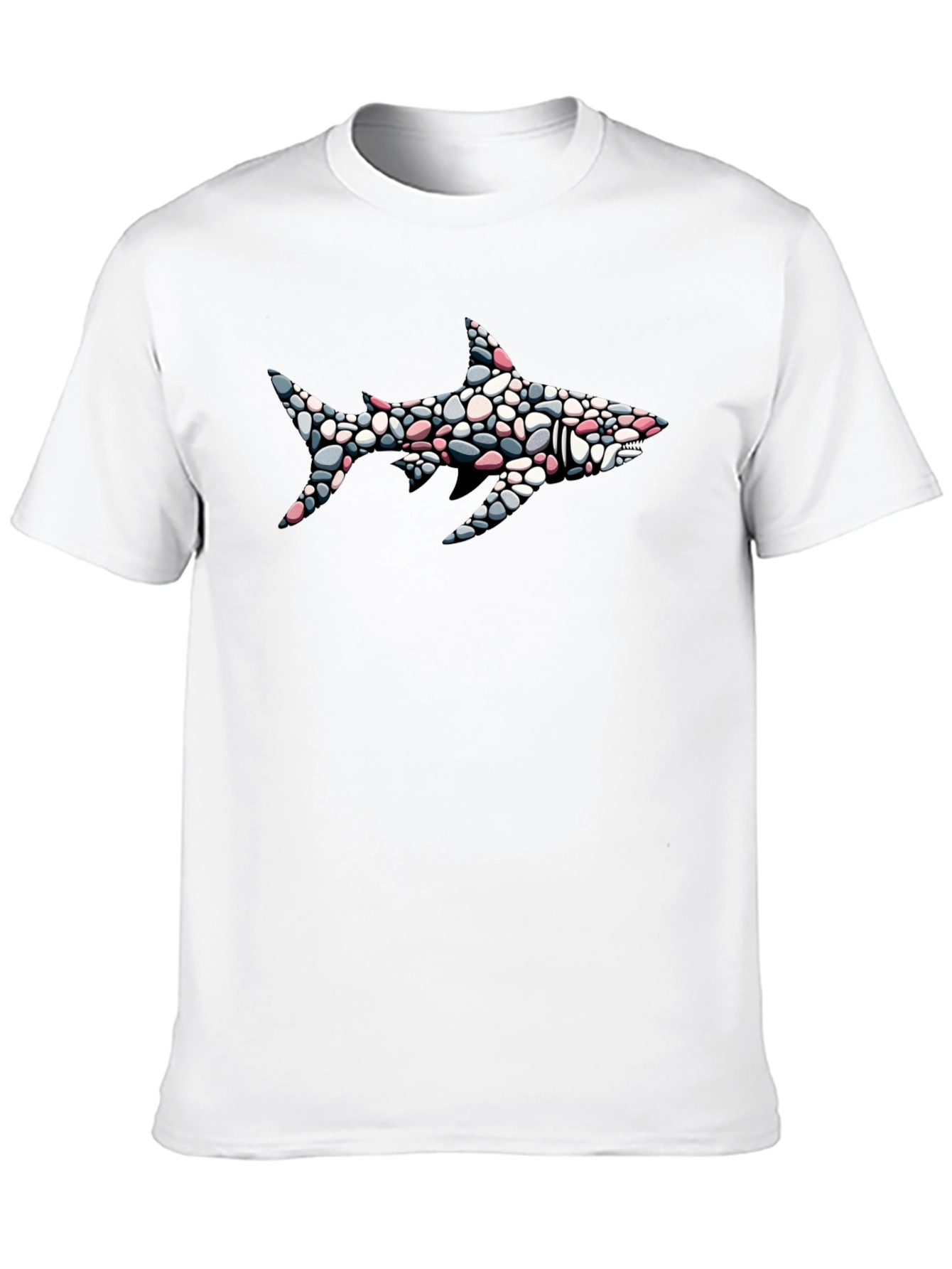 Shark Pebble Art Graphic Tee - Mens Black T-Shirt