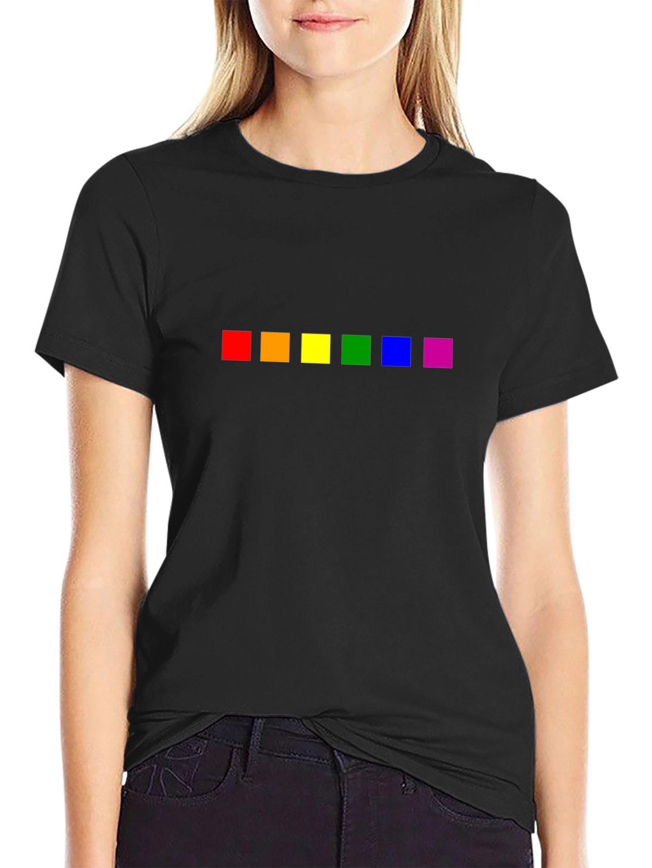 Pride Rainbow Squares Black T-Shirt