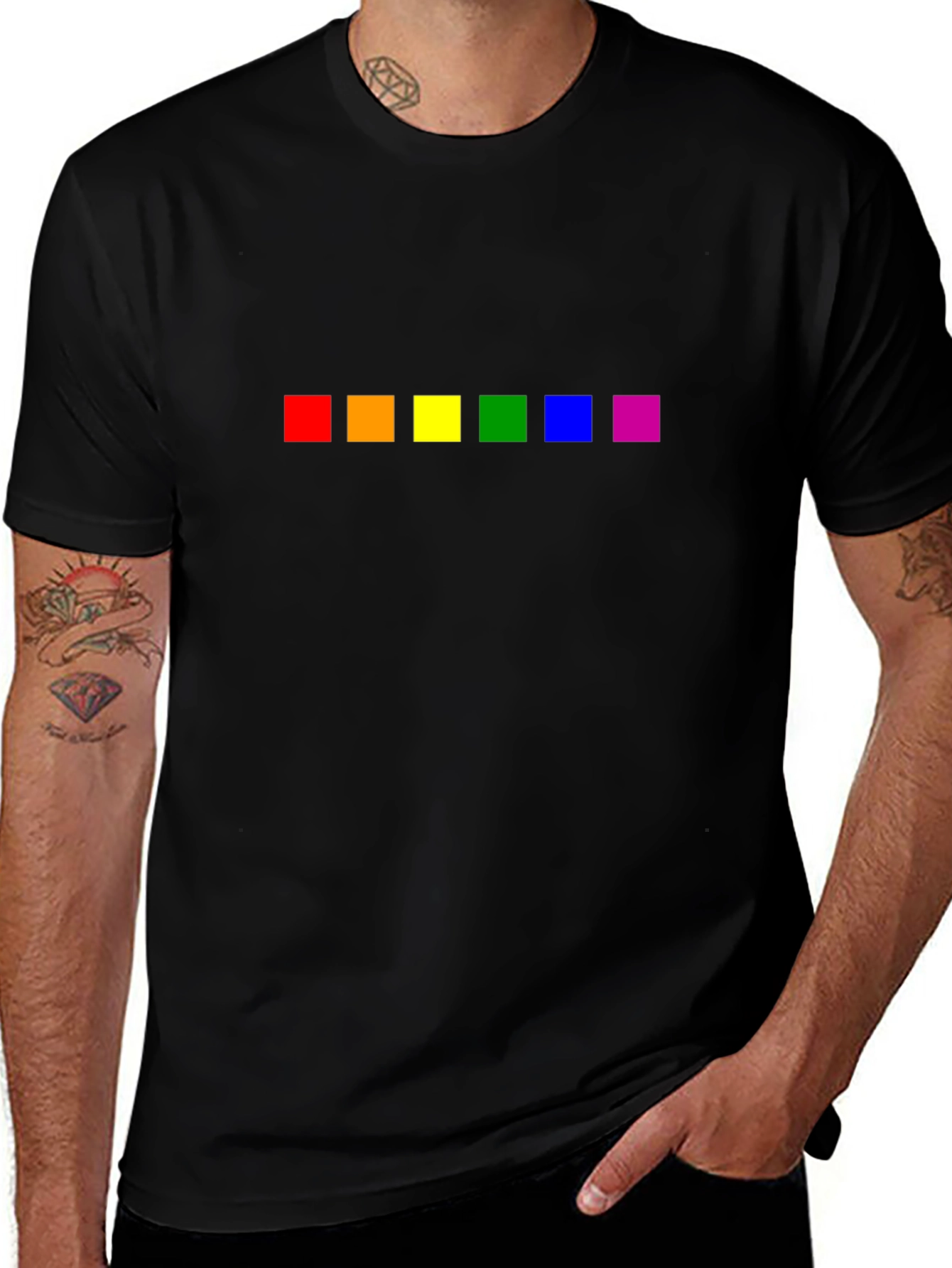 Pride Rainbow Squares Black T-Shirt