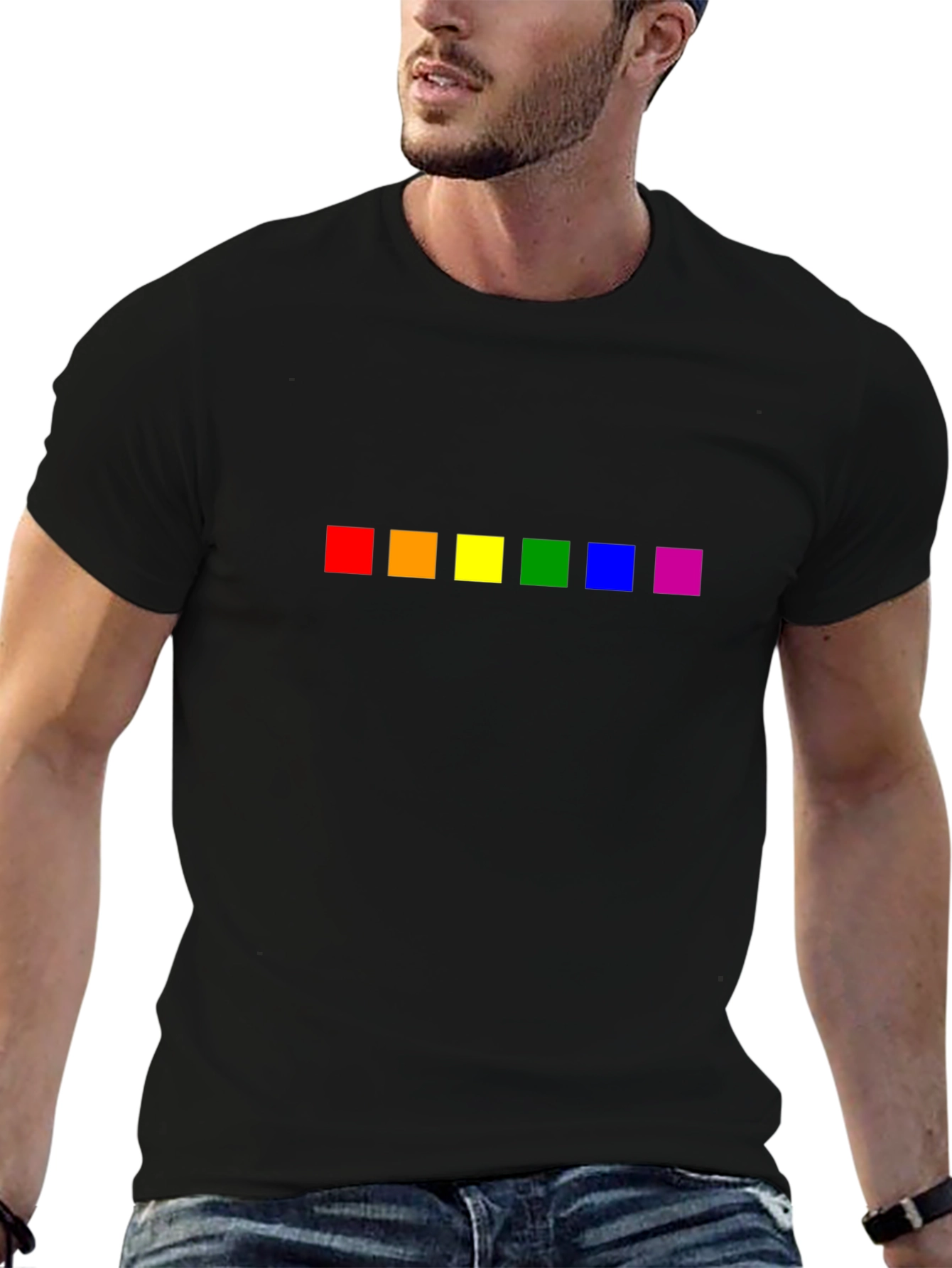 Pride Rainbow Squares Black T-Shirt