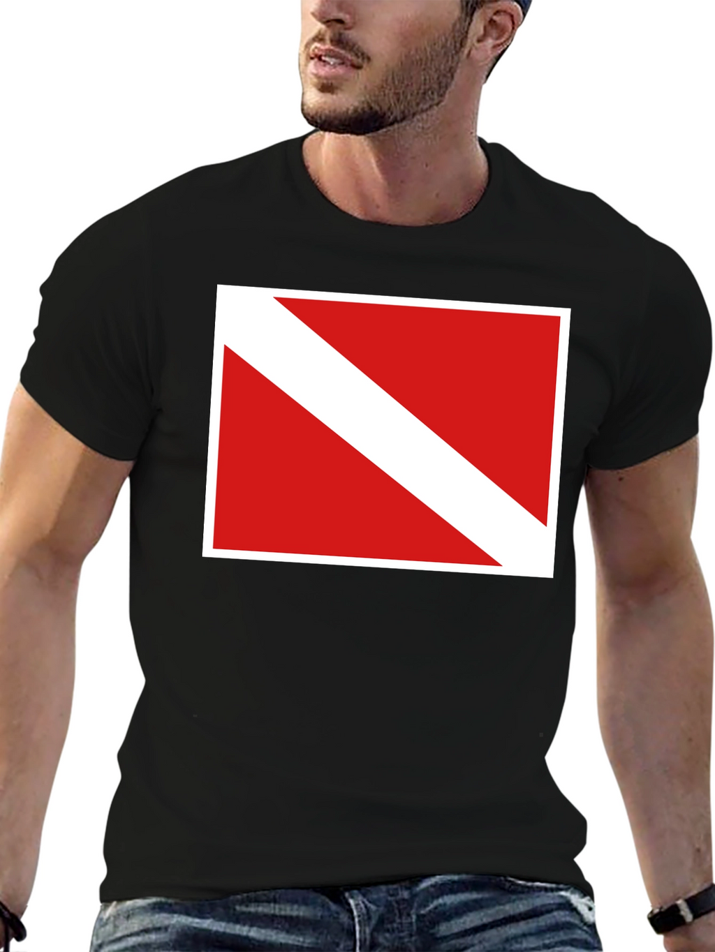Diver Down Flag Graphic Tee - Black