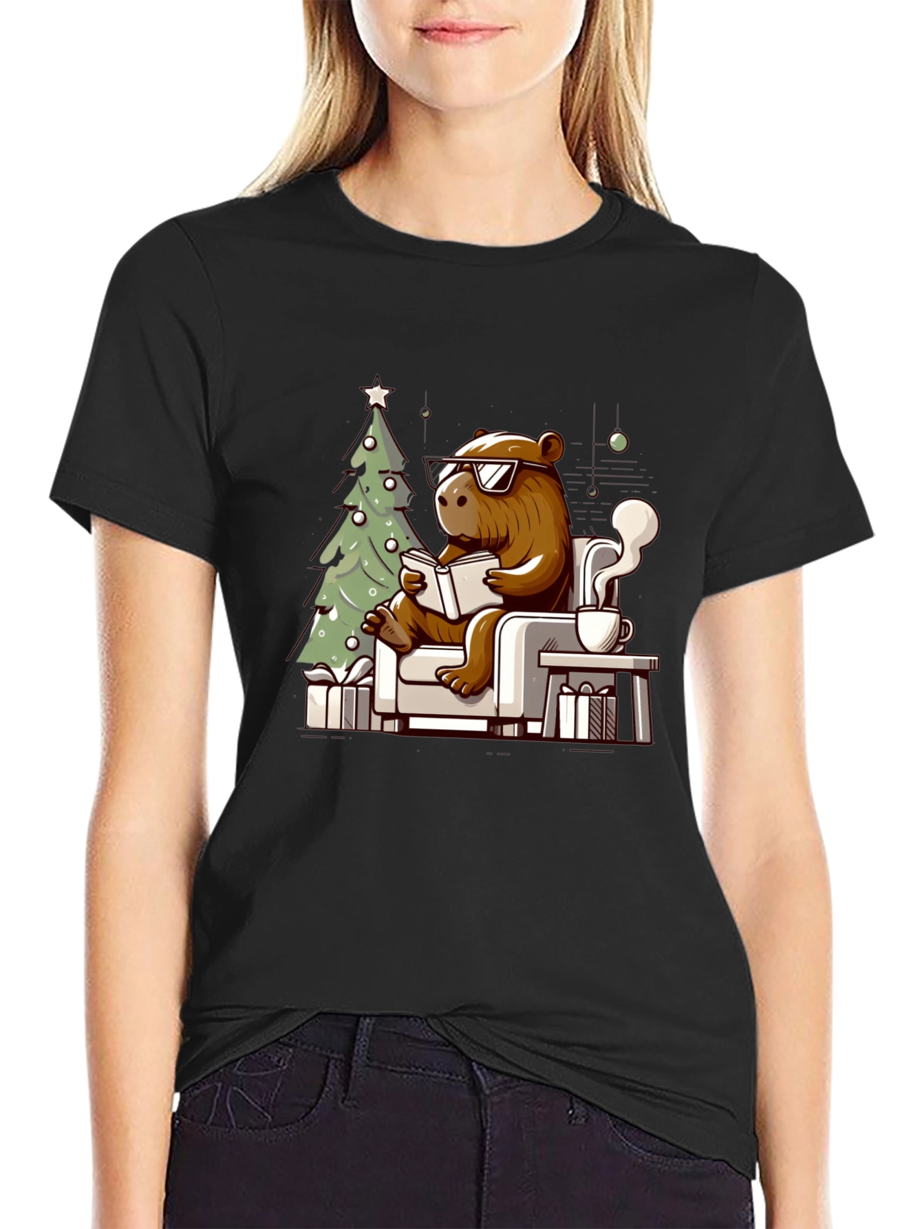 Capybara Christmas T-Shirt - Relaxing Holiday Tee