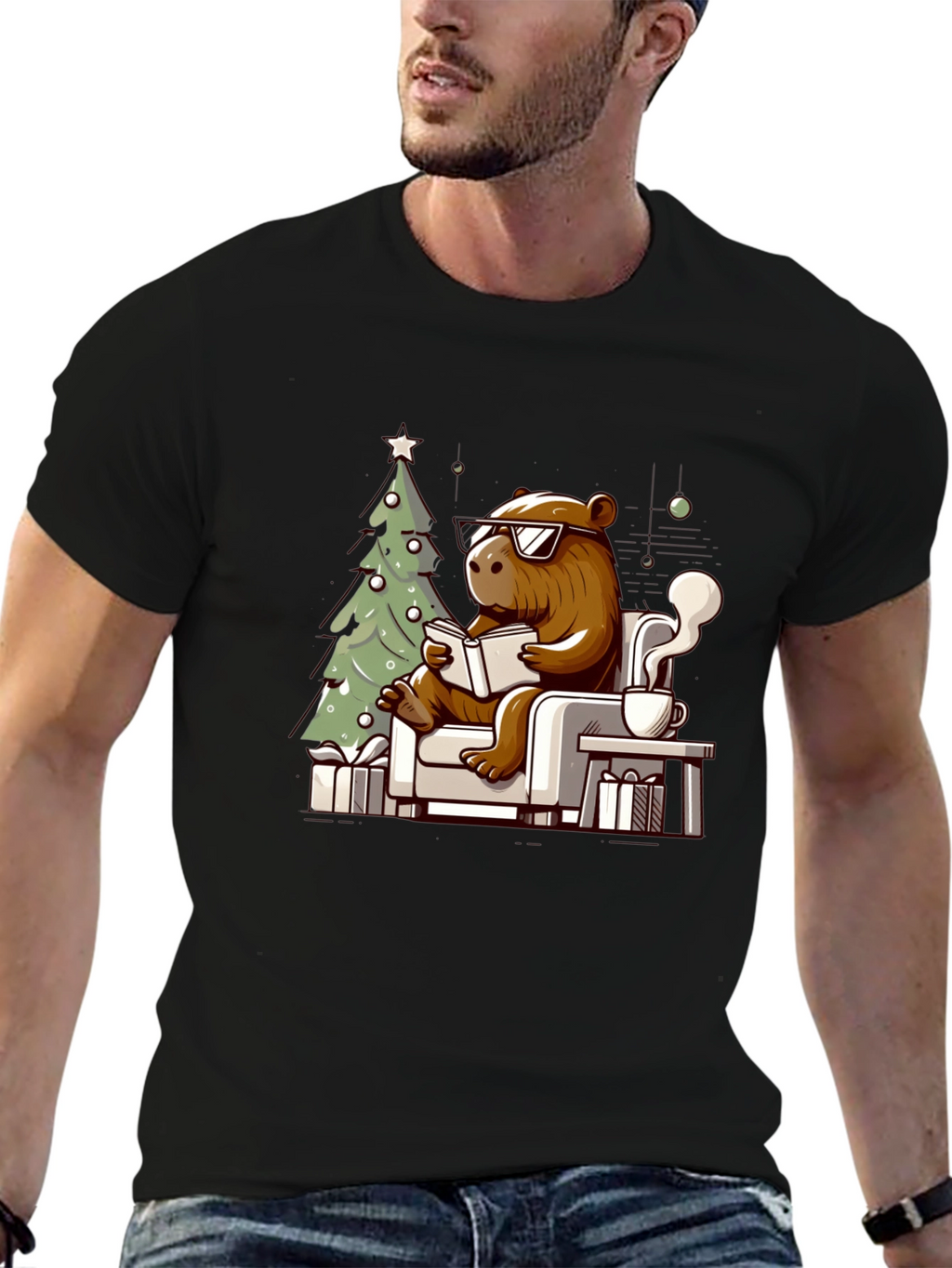Capybara Christmas T-Shirt - Relaxing Holiday Tee