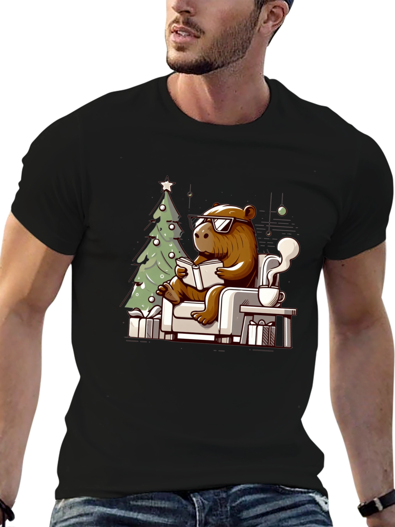Capybara Christmas T-Shirt - Relaxing Holiday Tee