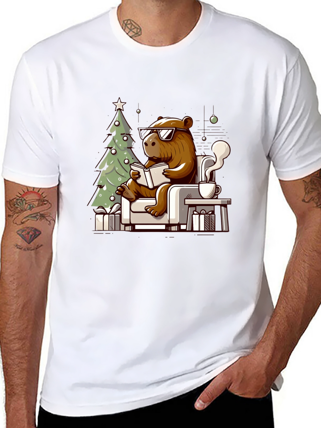 Capybara Christmas T-Shirt - Relaxing Holiday Tee