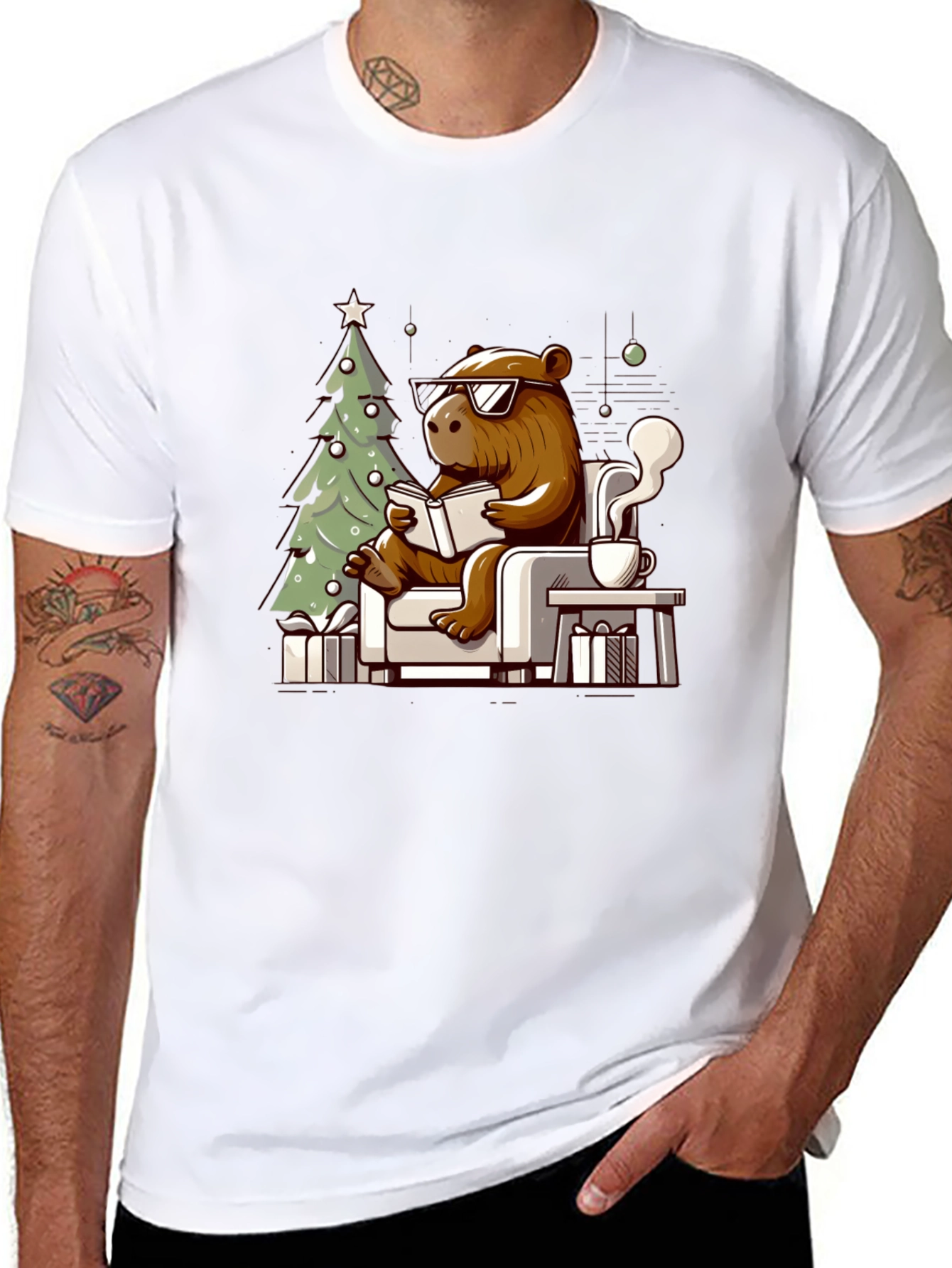 Capybara Christmas T-Shirt - Relaxing Holiday Tee