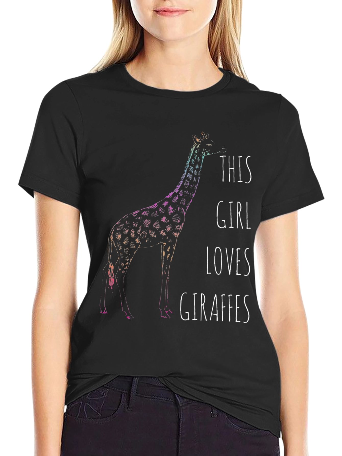 Giraffe Lover T-Shirt - Mens Black Graphic Tee