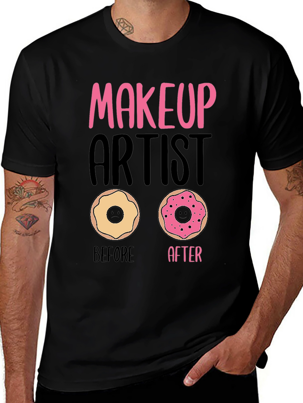 Makeup Artist Donut T-Shirt Funny Graphic Tee