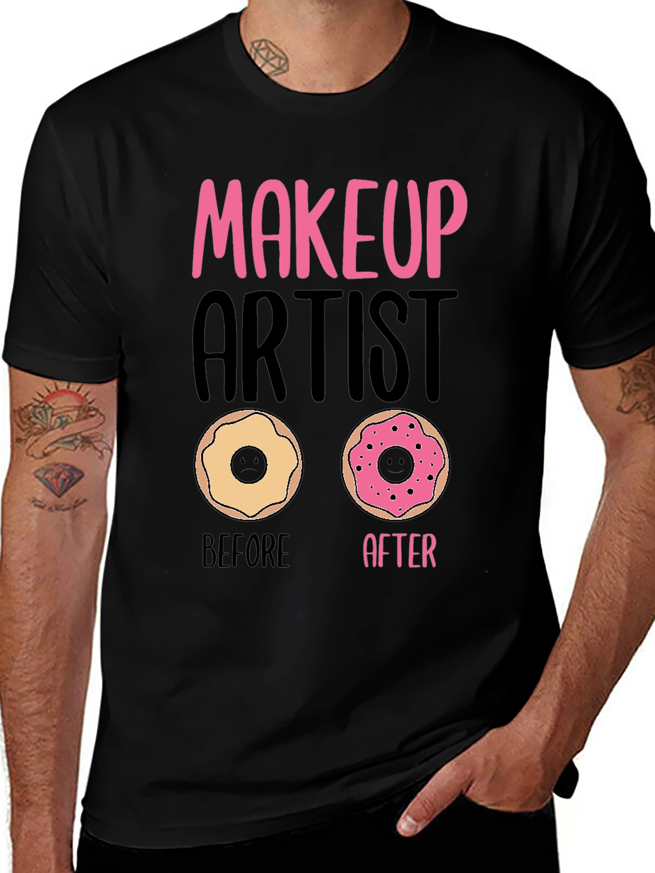 Makeup Artist Donut T-Shirt Funny Graphic Tee