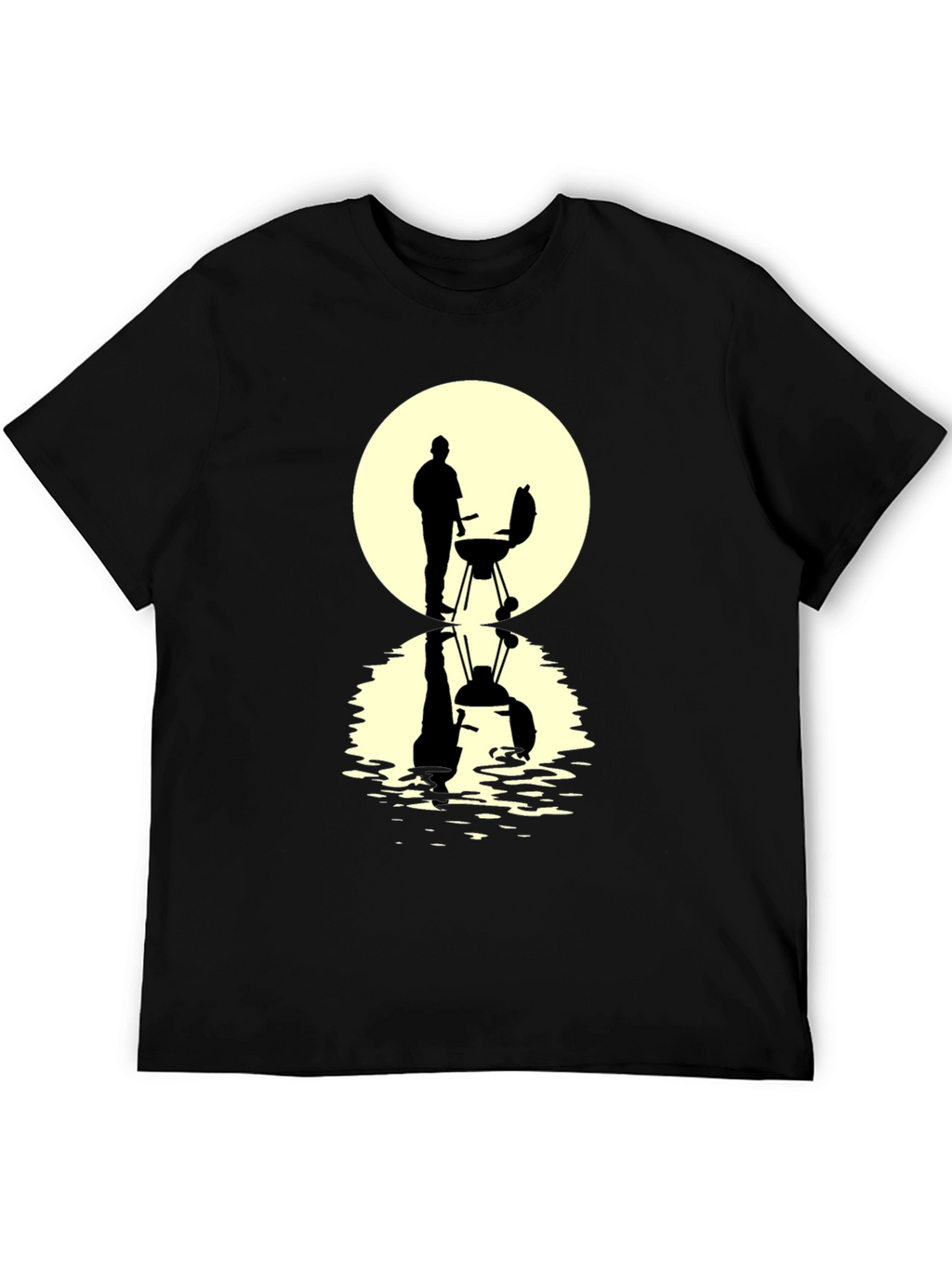 BBQ Silhouette Graphic Tee - Black Casual T-Shirt